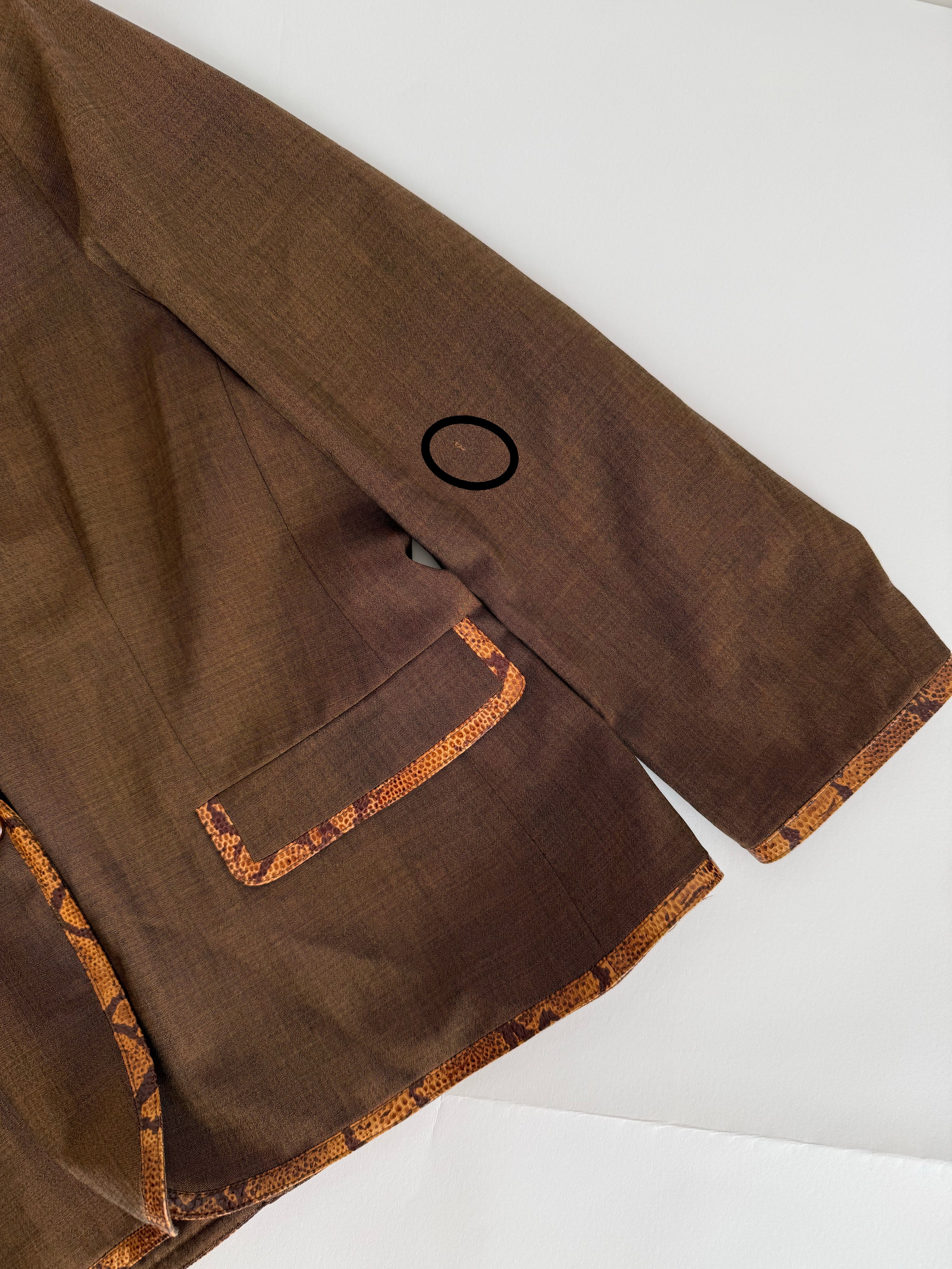 Genny SS 1998 Runway suit set jacket and skirt wool leather