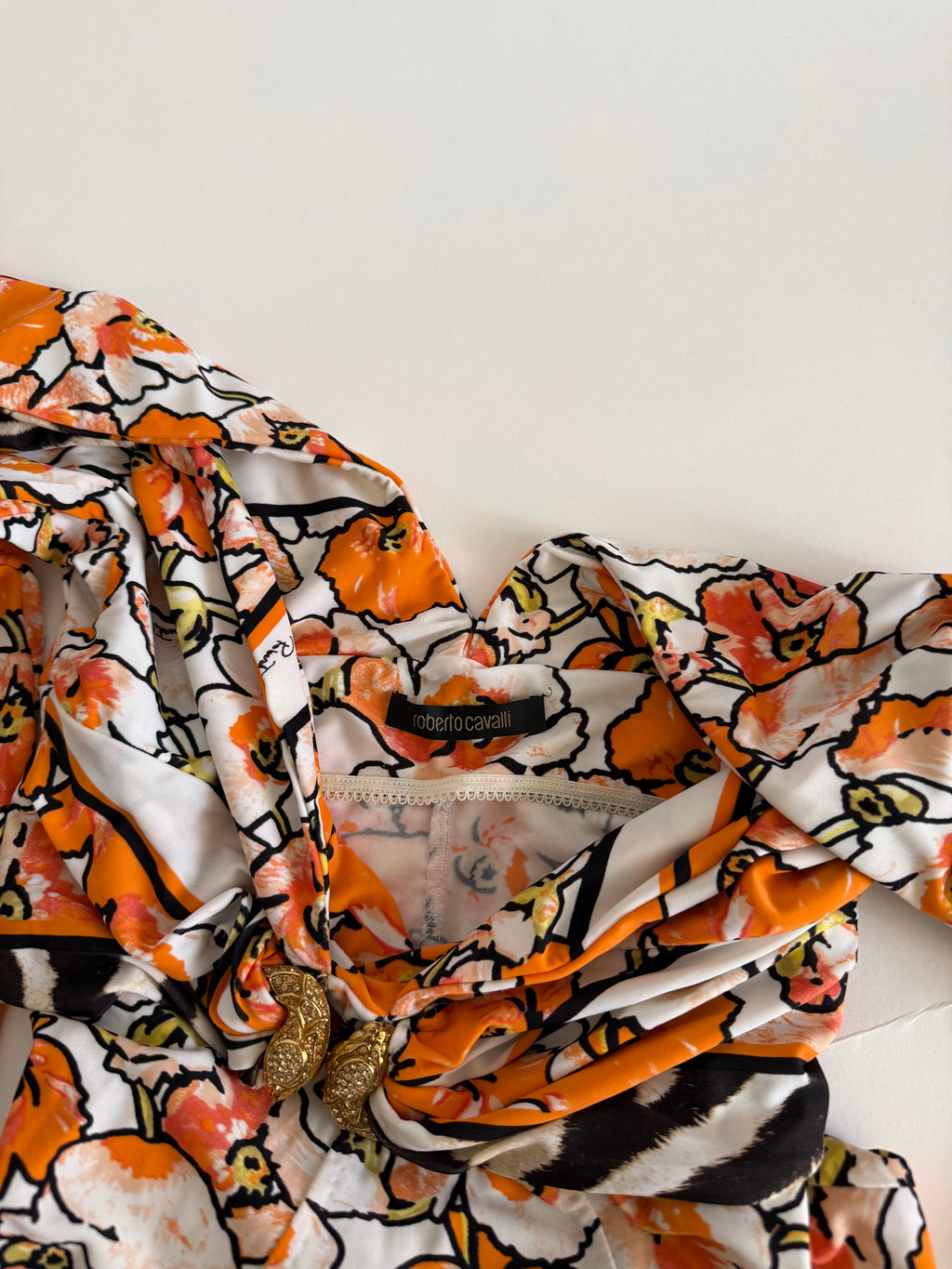 Roberto Cavalli SS 2006 knee-length orange floral dress