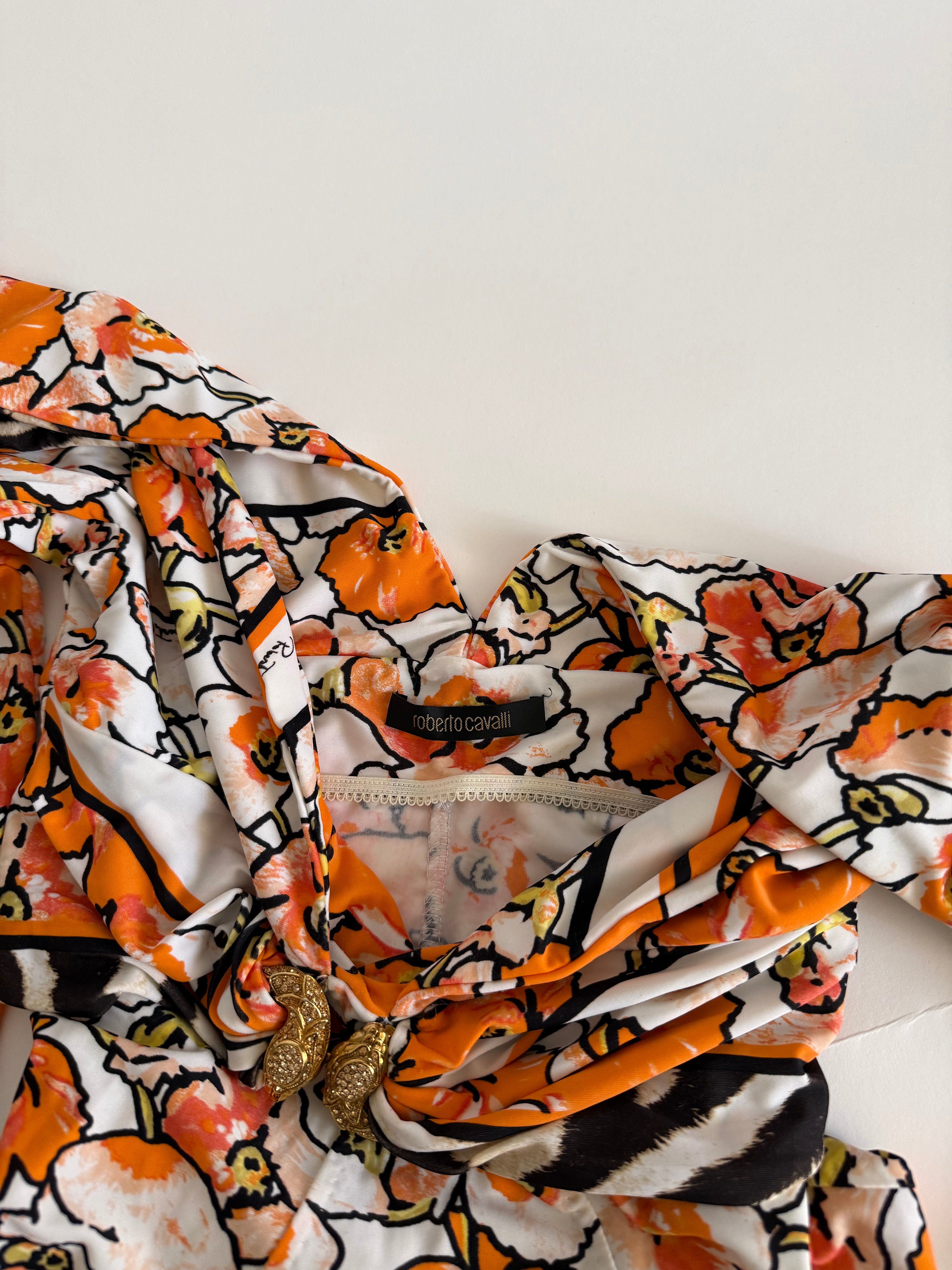 Roberto Cavalli SS 2006 knee-length orange floral dress