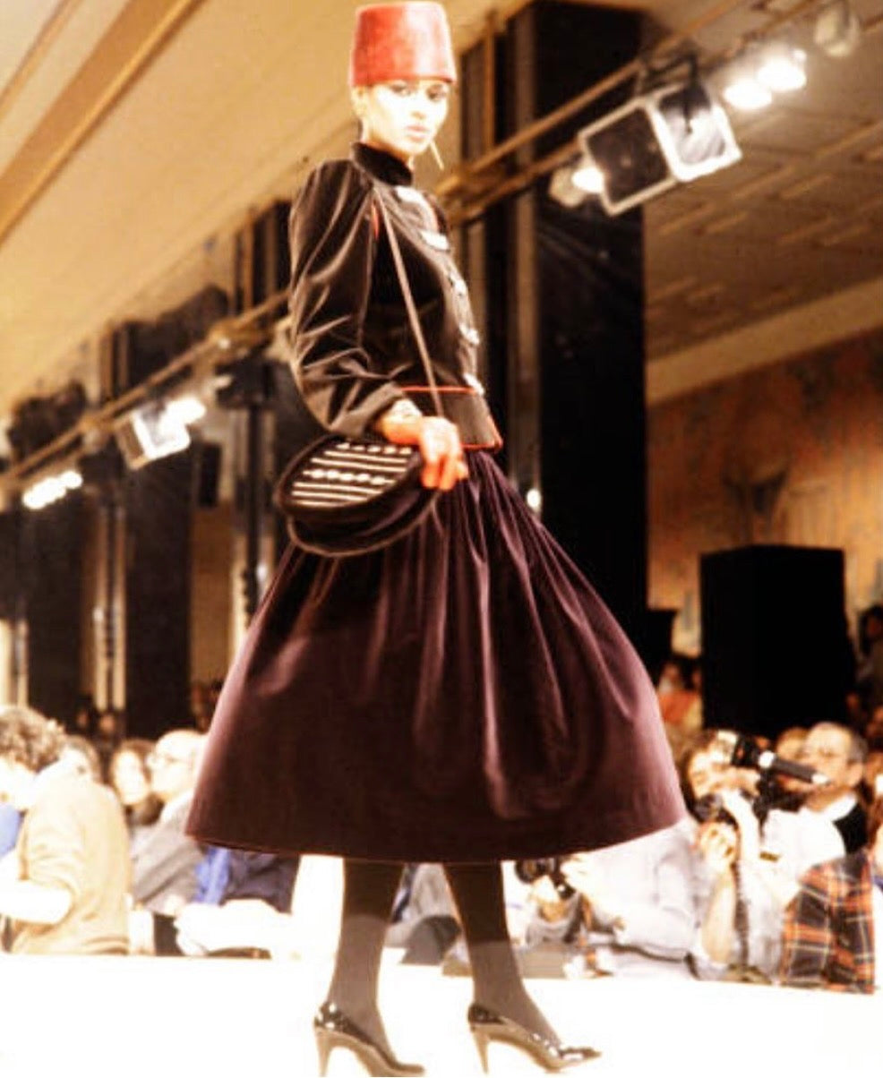 Saint Laurent FW 1980/1981 Runway Archive burgundy tailleur