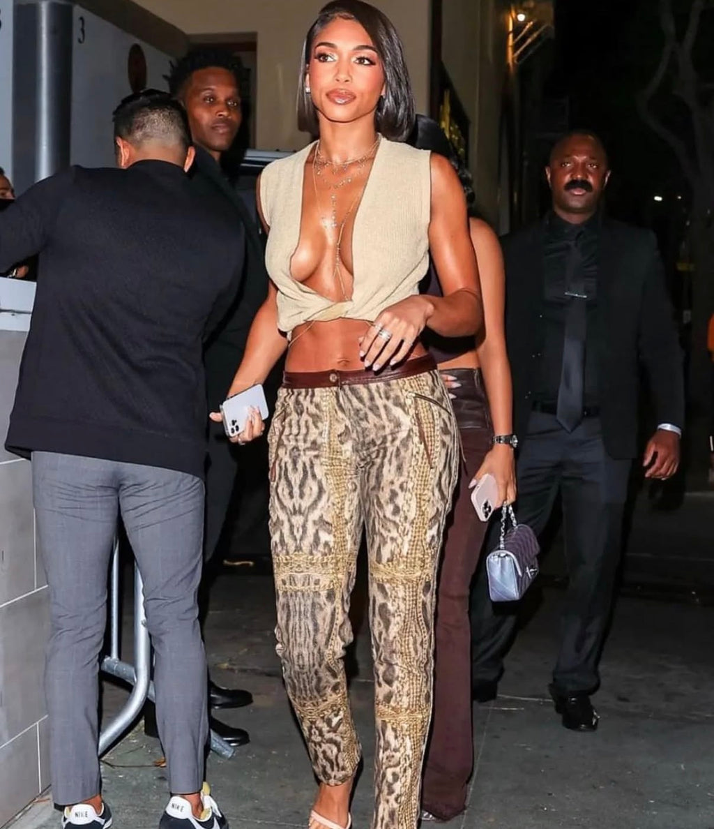 Roberto Cavalli FW 2003 Gold chains leopard pants jeans