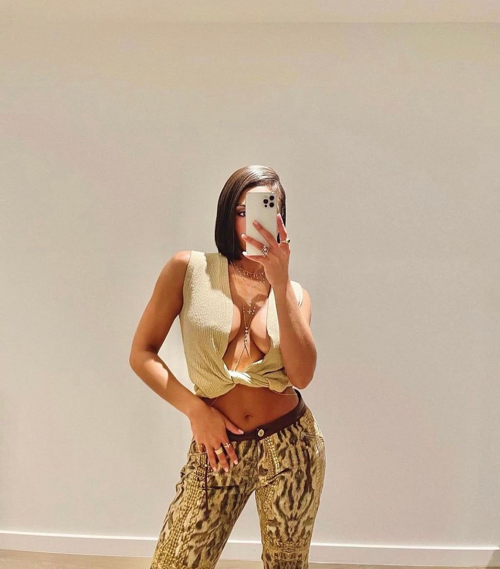 Roberto Cavalli FW 2003 Gold chains leopard pants jeans
