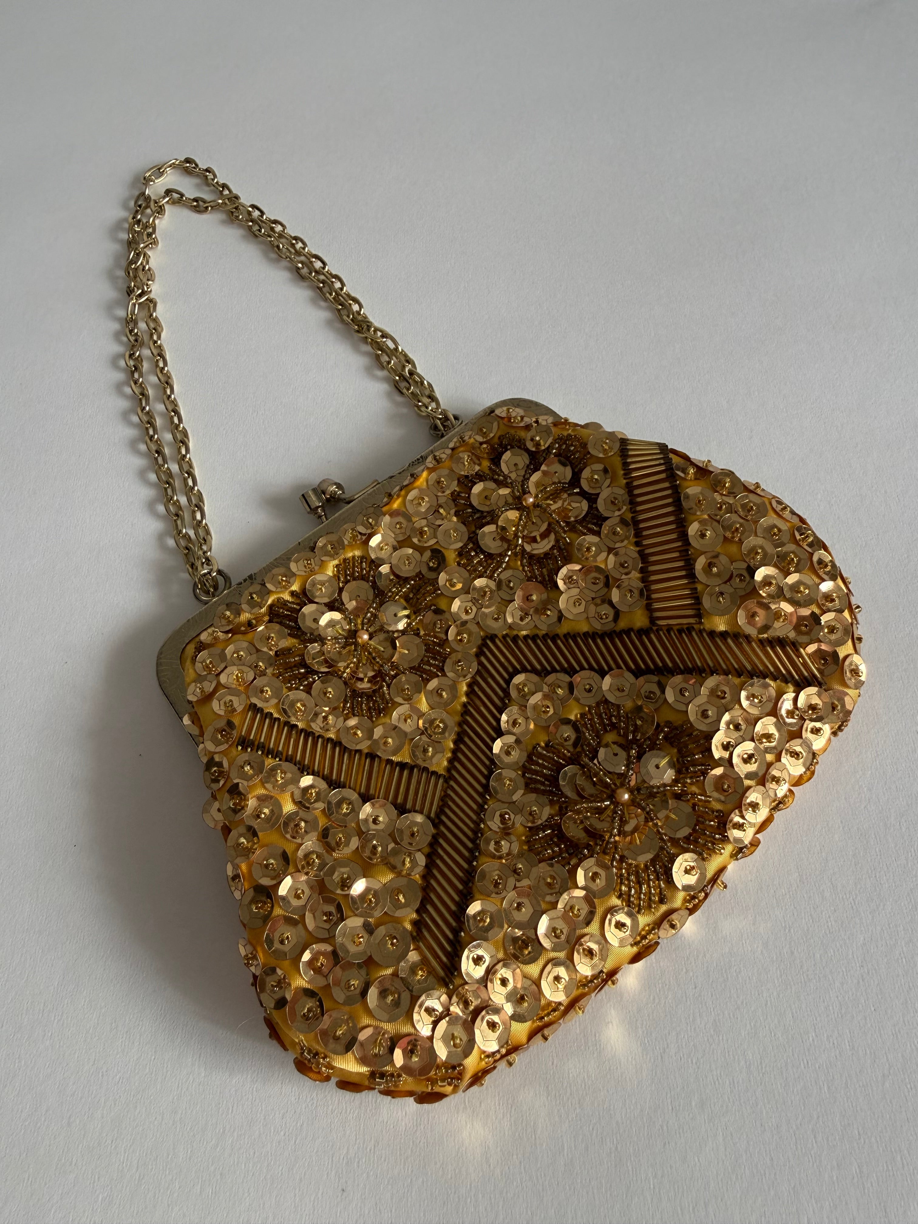 Antique gold sequined purse
