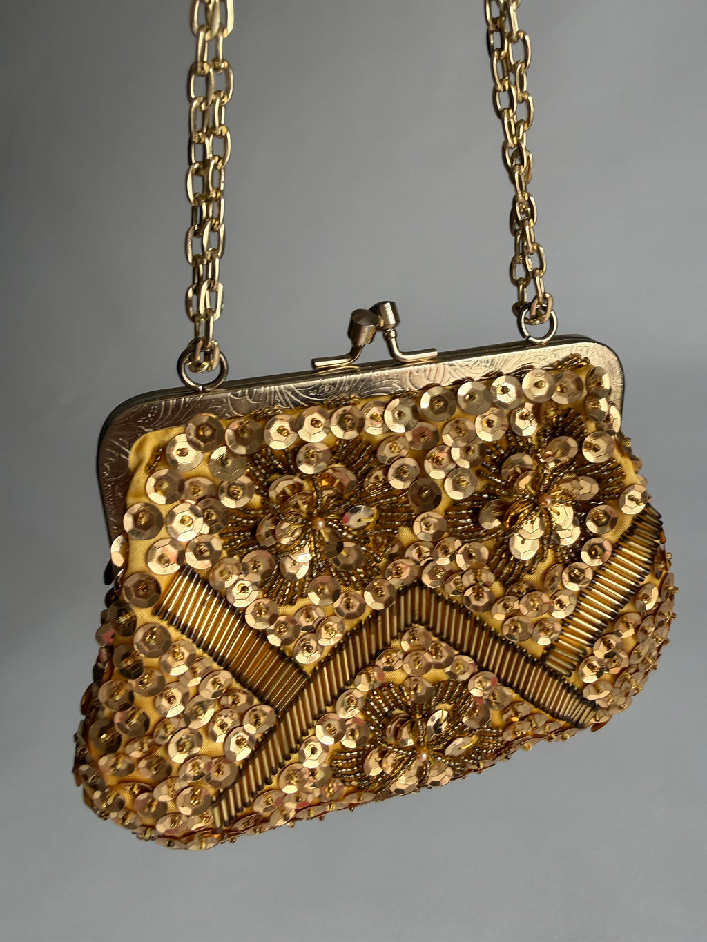 Antique gold sequined purse