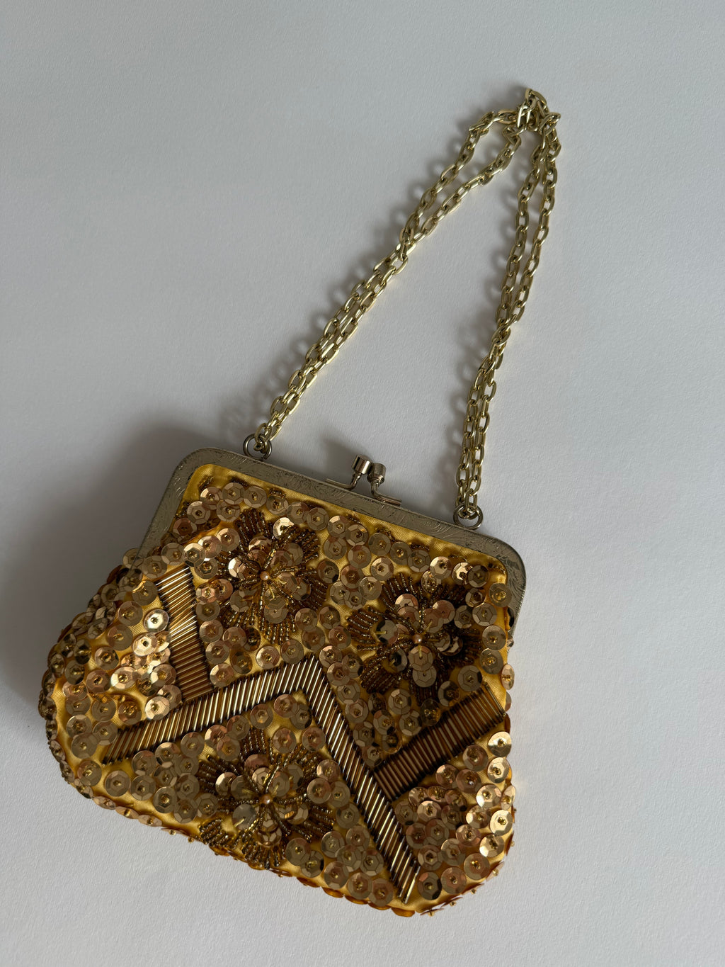 Antique gold sequined purse