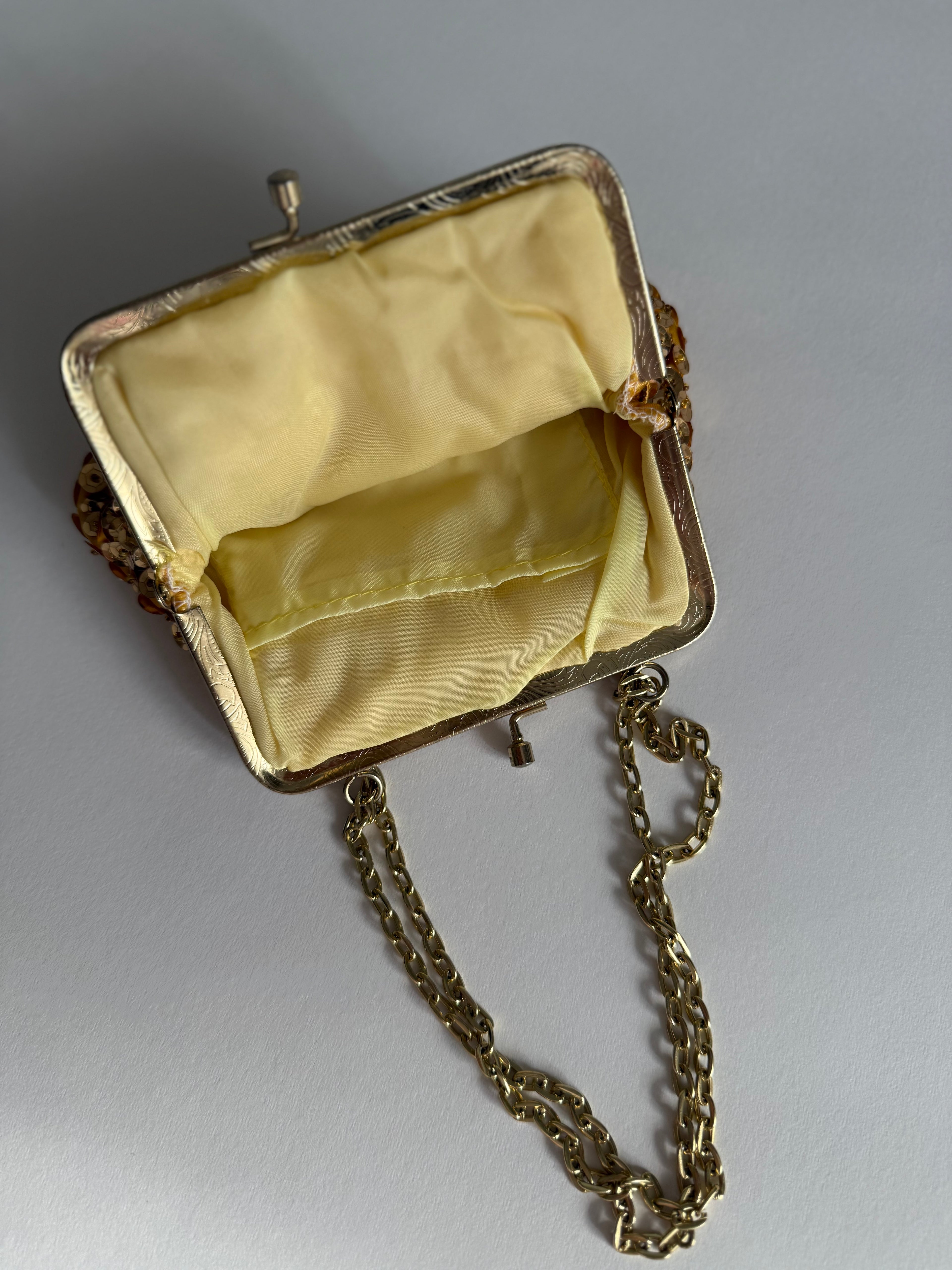Antique gold sequined purse