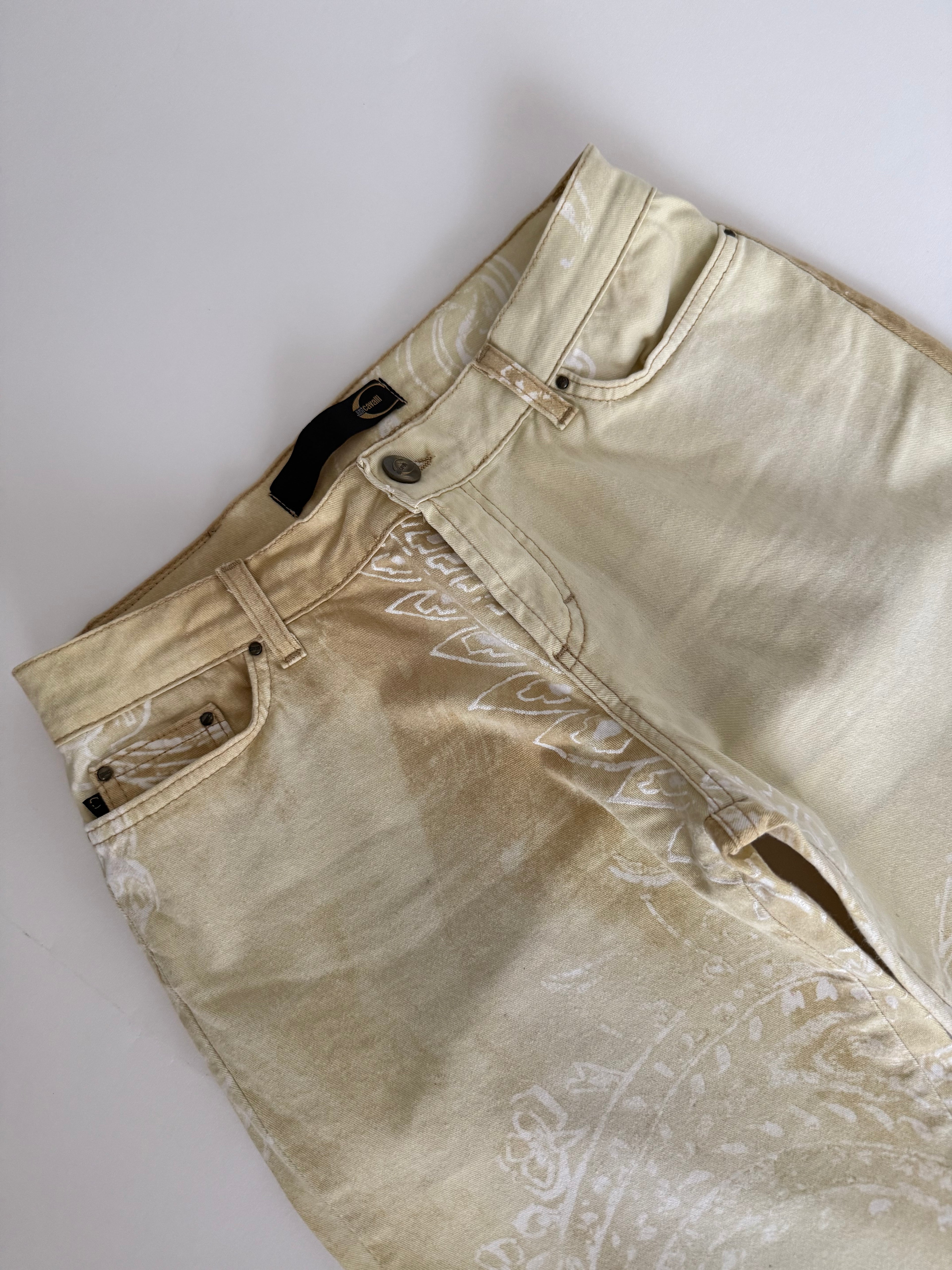 Just Cavalli FW 2003 printed beige pants jeans