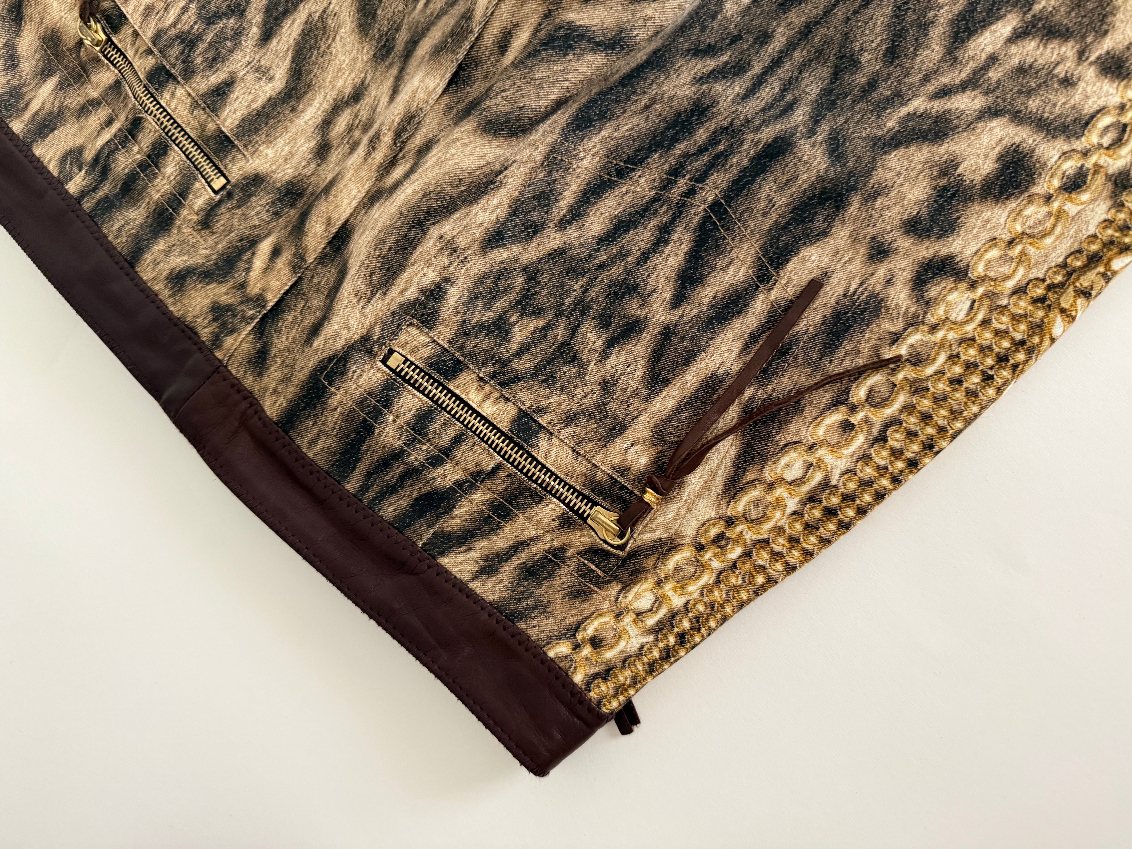 Roberto Cavalli FW 2003 Gold chains leopard pants jeans