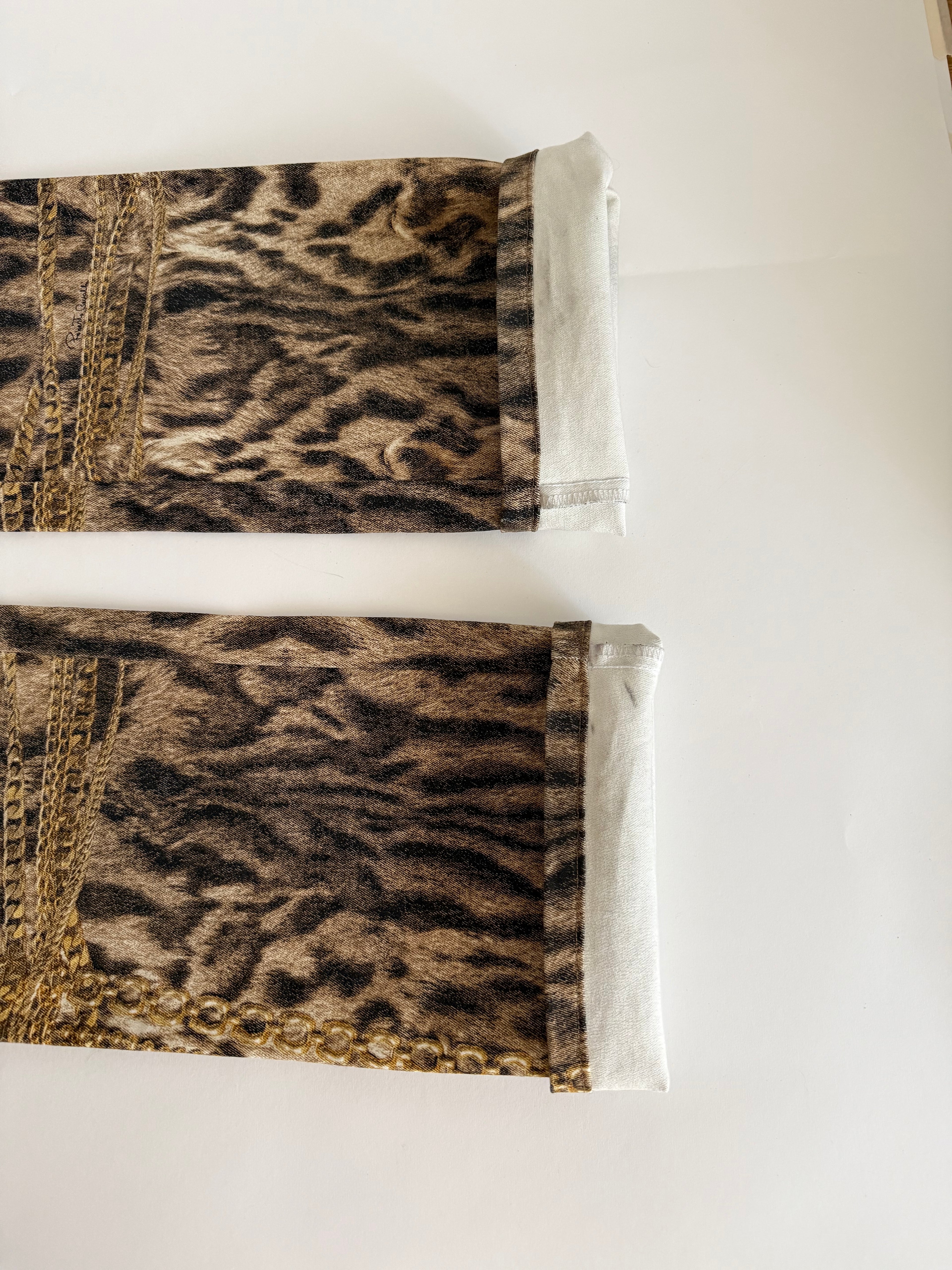 Roberto Cavalli FW 2003 Gold chains leopard pants jeans