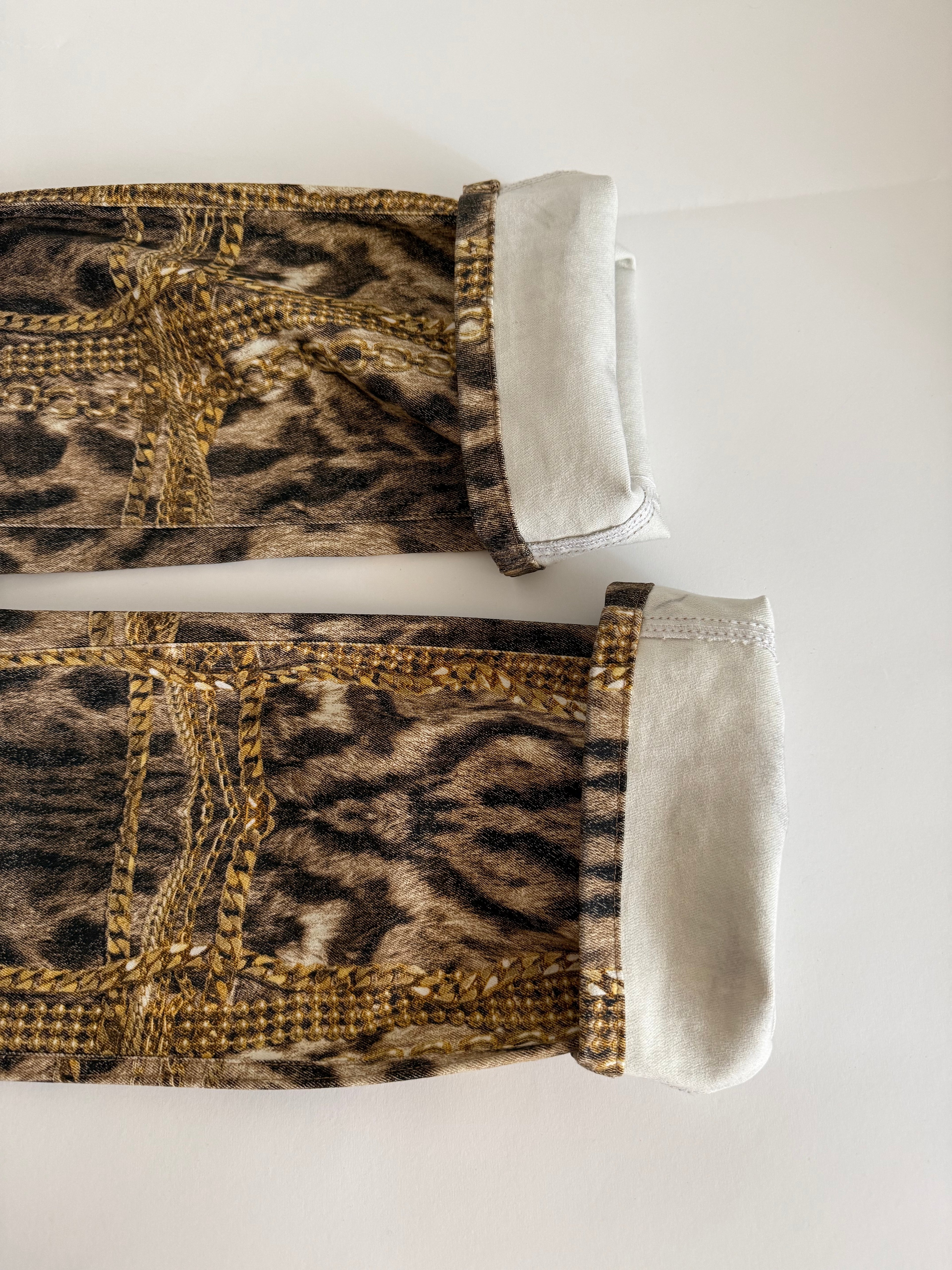 Roberto Cavalli FW 2003 Gold chains leopard pants jeans