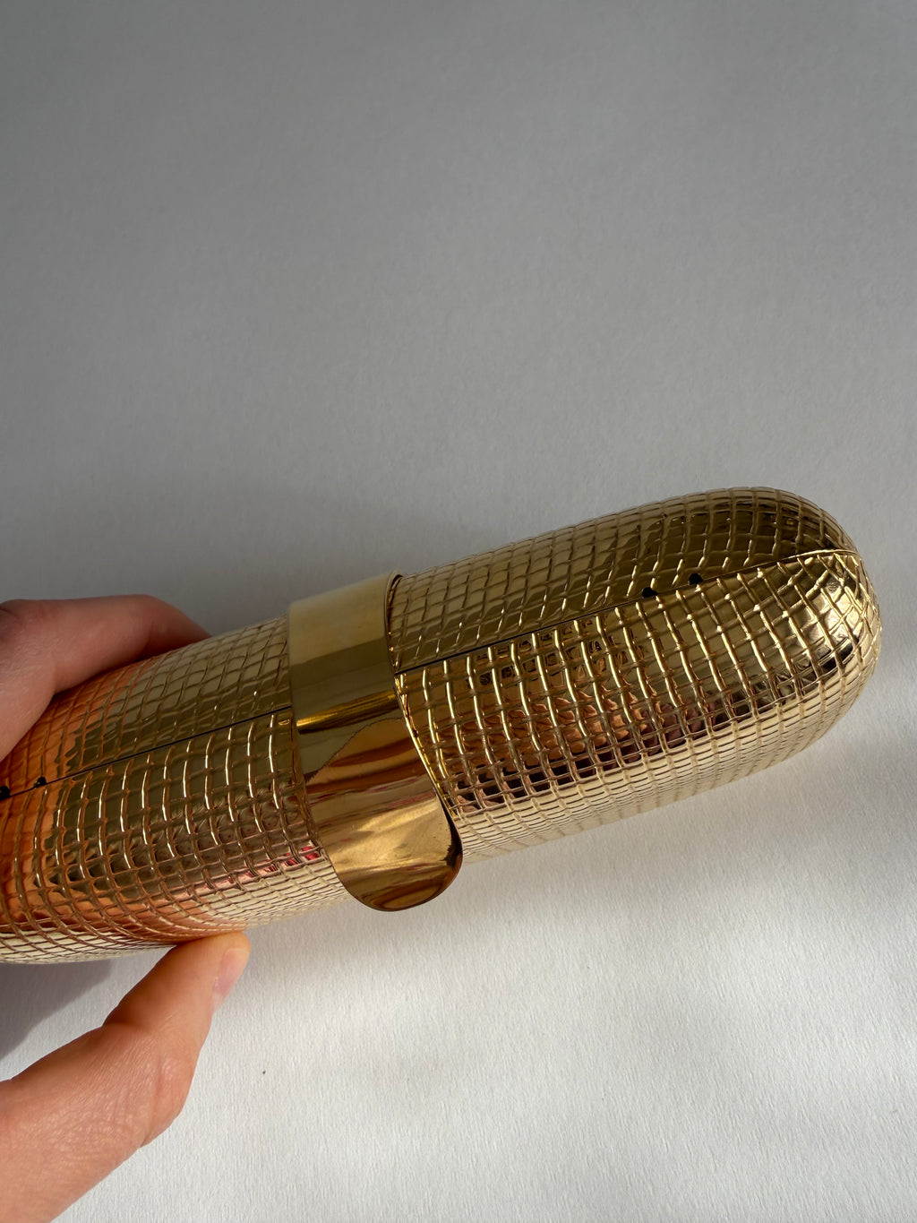 Rare unique gold metal clutch 70s 80s