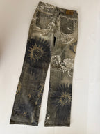 Just Cavalli FW 2003 " astrology" print denim pants jeans
