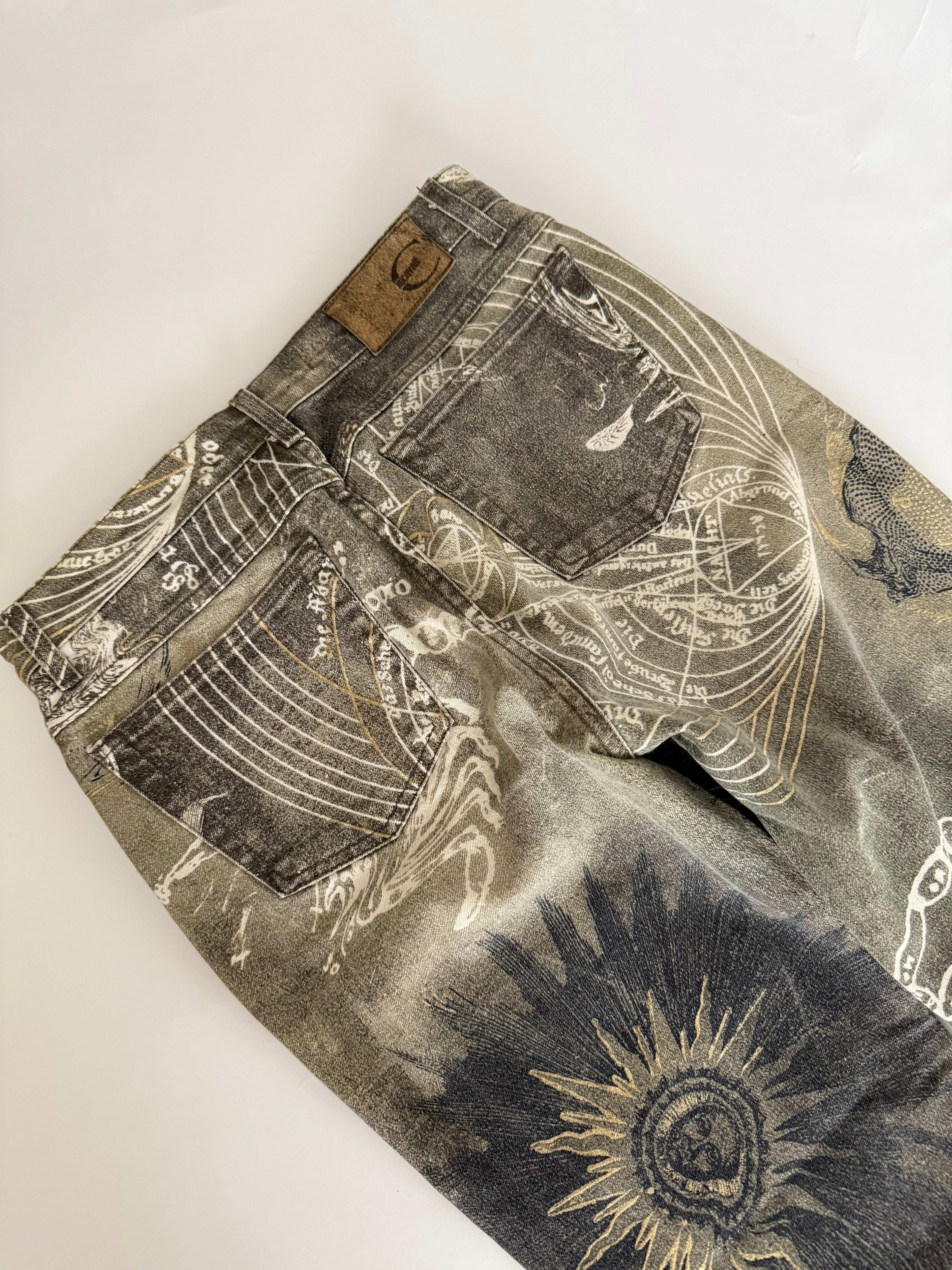 Just Cavalli FW 2003 " astrology" print denim pants jeans