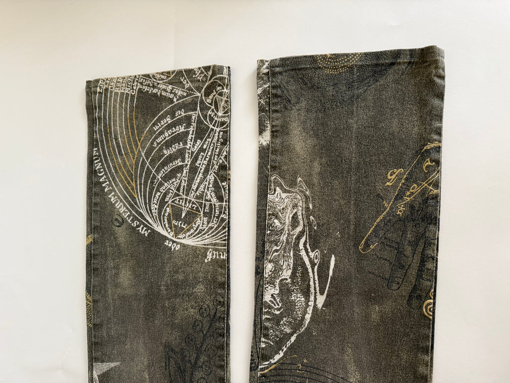 Just Cavalli FW 2003 " astrology" print denim pants jeans