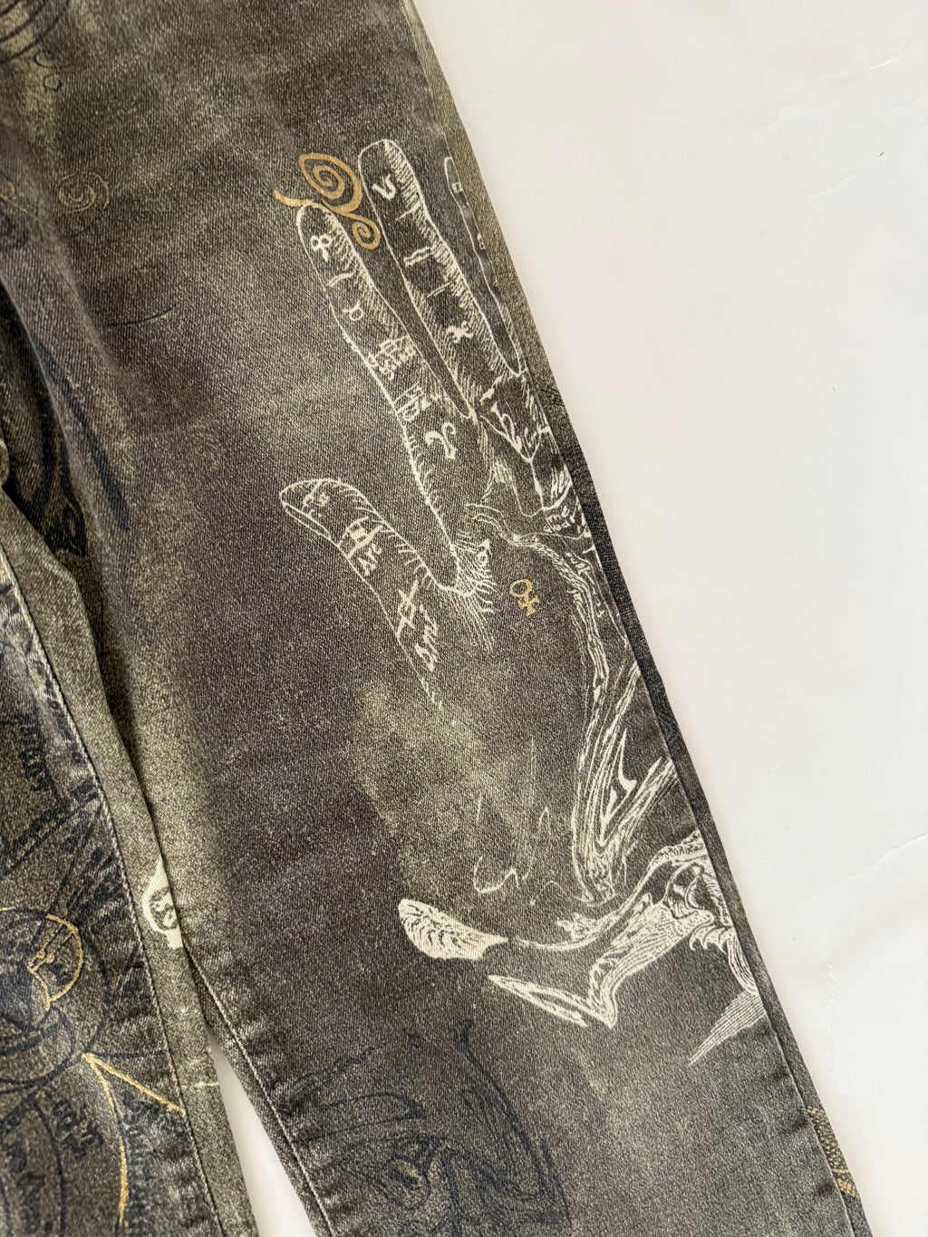 Just Cavalli FW 2003 " astrology" print denim pants jeans