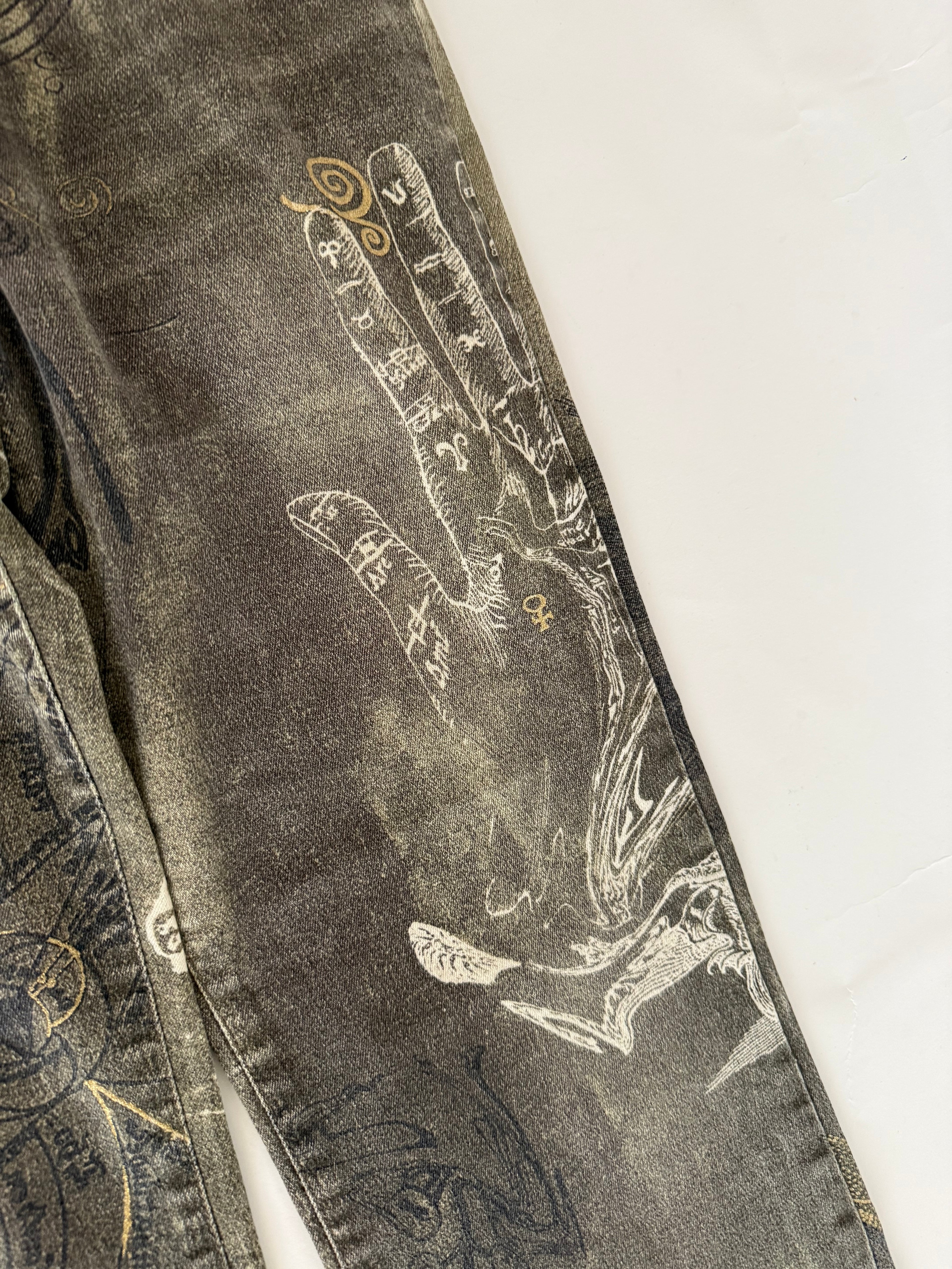 Just Cavalli FW 2003 " astrology" print denim pants jeans