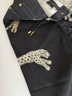 Roberto Cavalli FW 2002 denim black cheetahs jeans