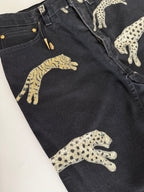 Roberto Cavalli FW 2002 denim black cheetahs jeans