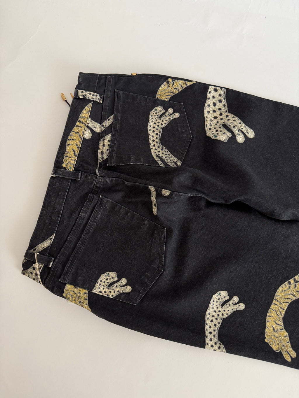 Roberto Cavalli FW 2002 denim black cheetahs jeans