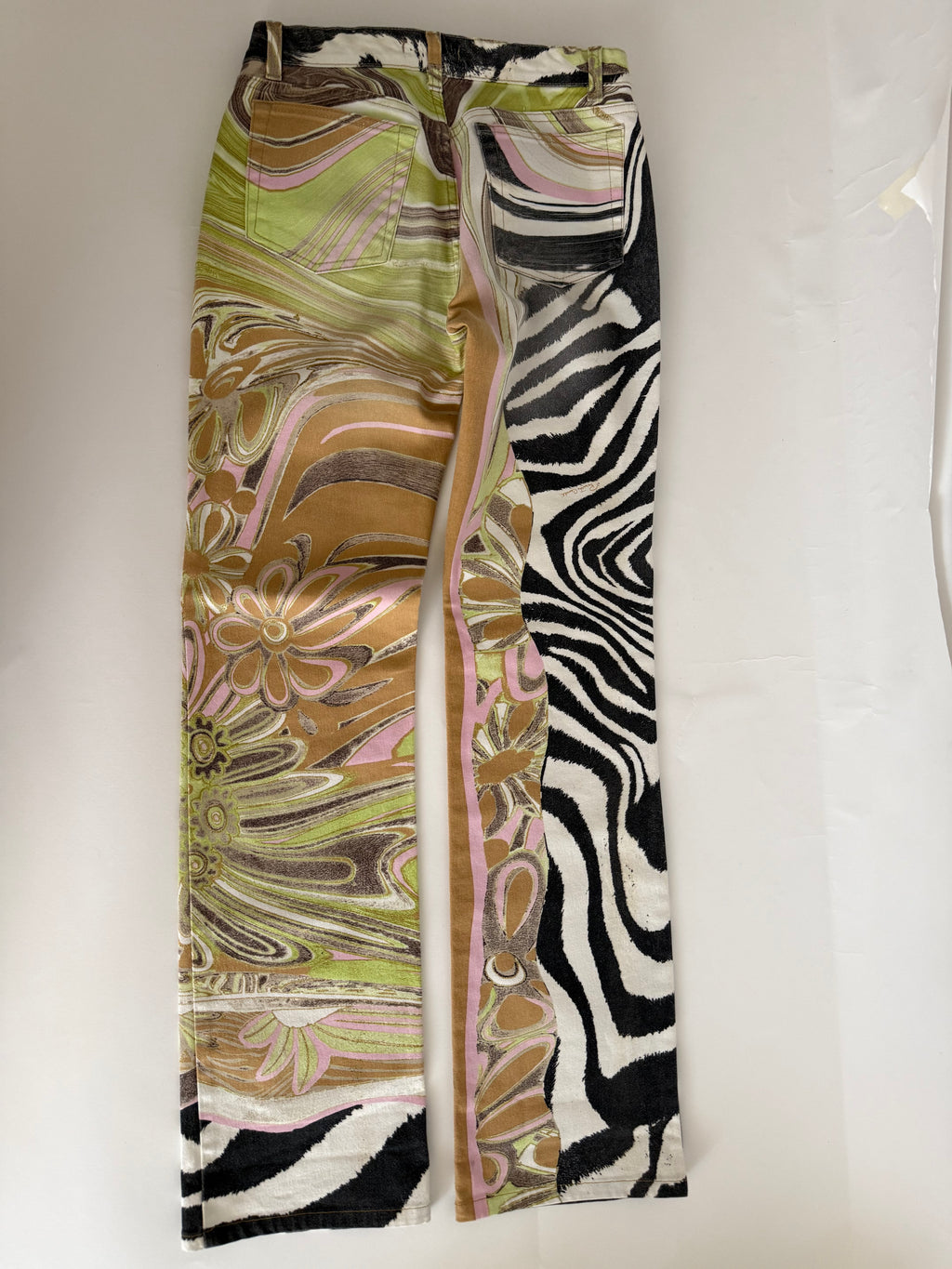 Roberto Cavalli SS 2004 zebra floral multicolored jeans