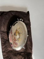 Silver mirror clutch bow strass