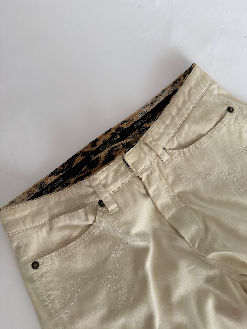 Roberto Cavalli SS 2004 Runway capri beige pants