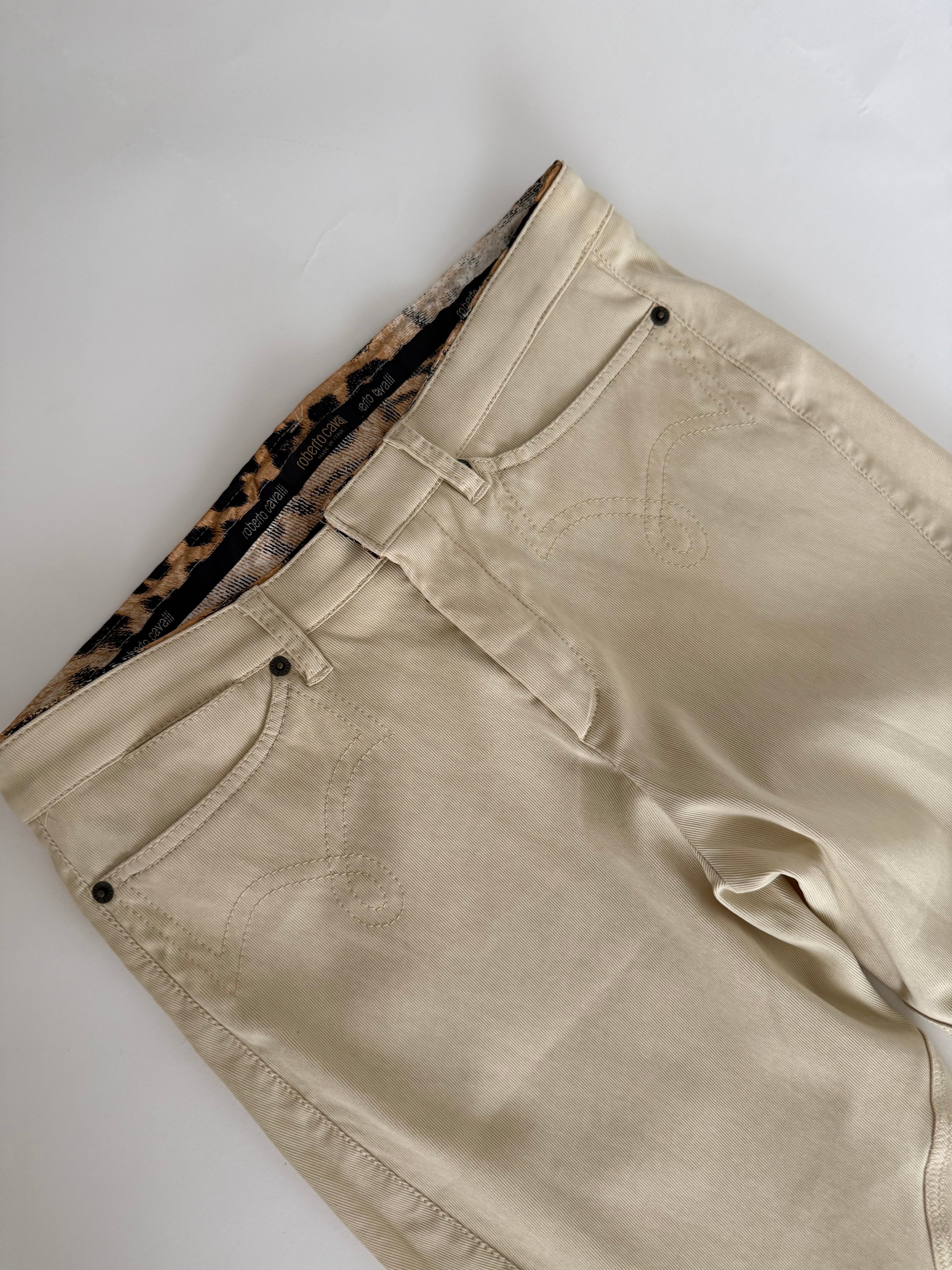 Roberto Cavalli SS 2004 Runway capri beige pants