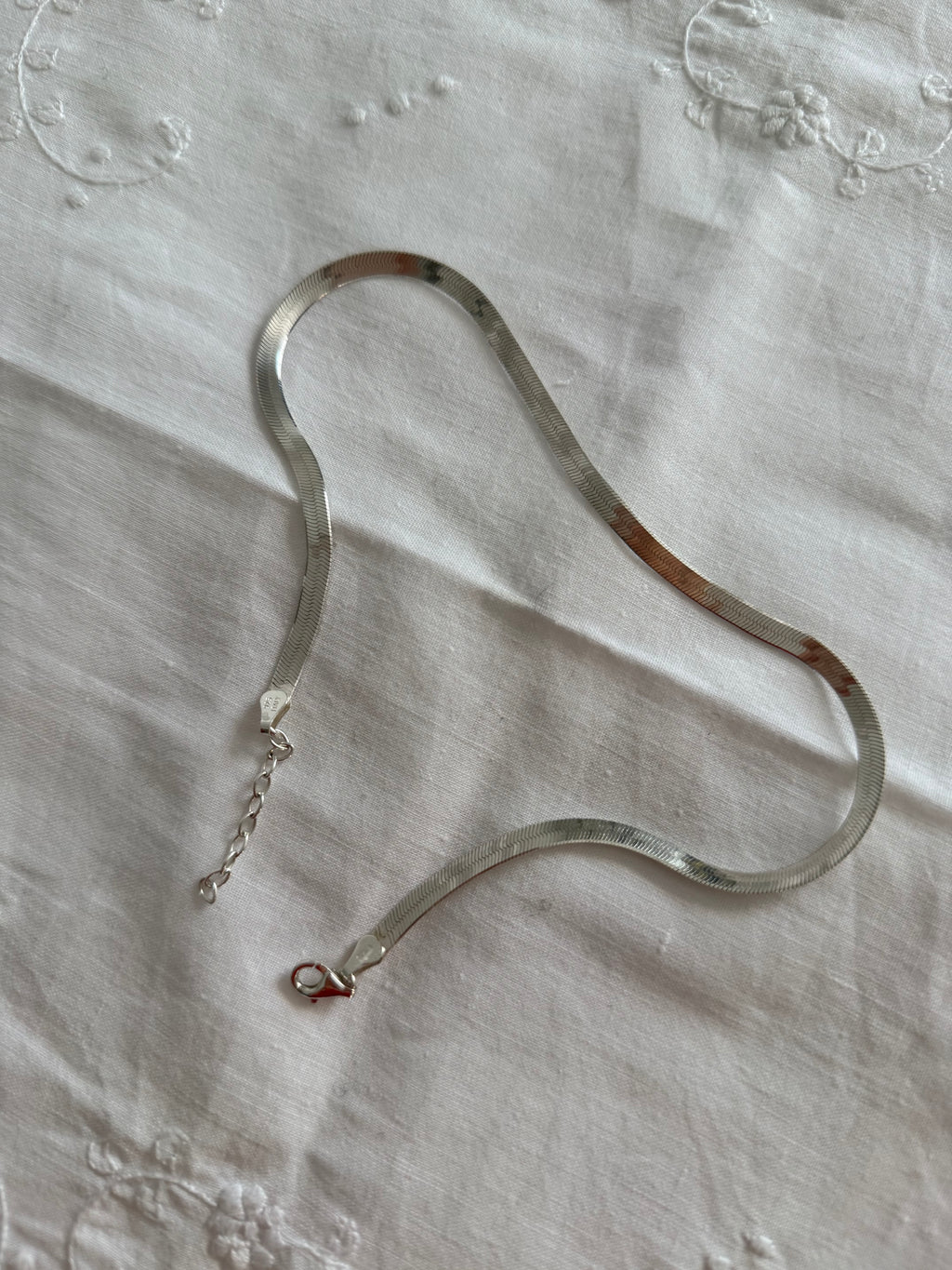 Vintage 90s necklace herringbone 925 silver