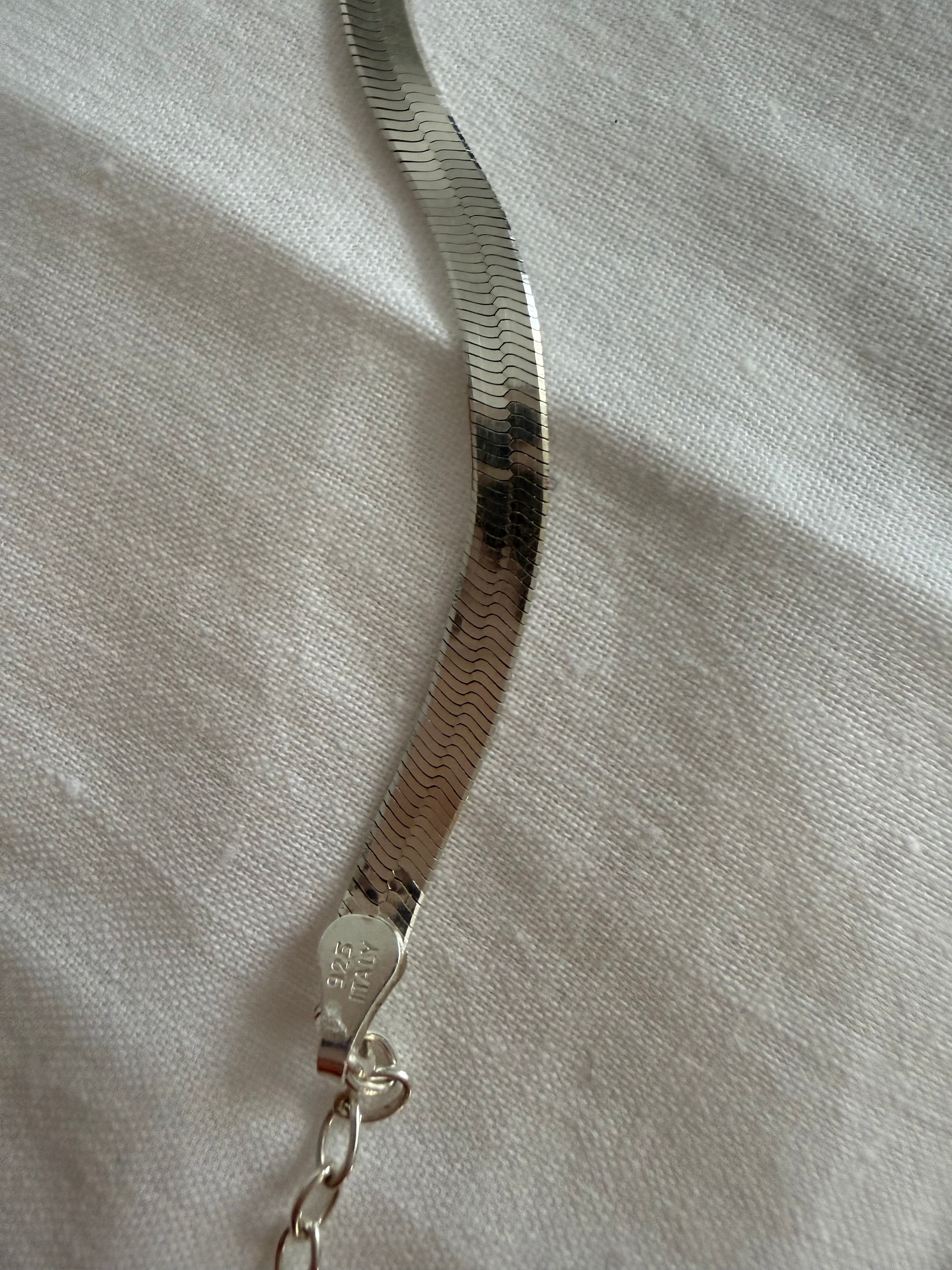 Vintage 90s necklace herringbone 925 silver