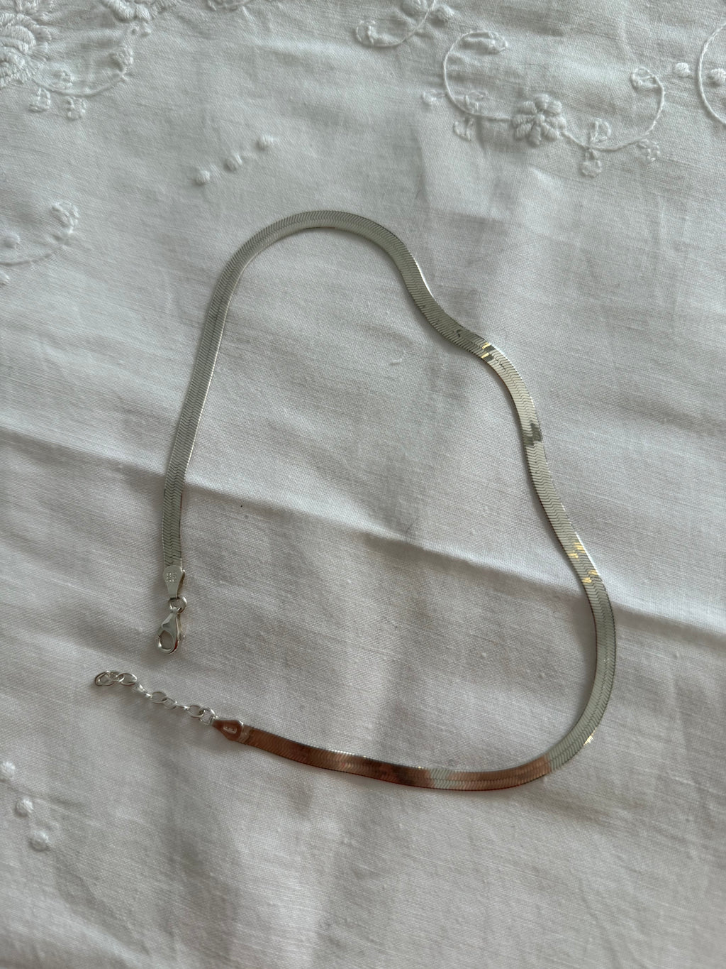 Vintage 90s necklace herringbone 925 silver