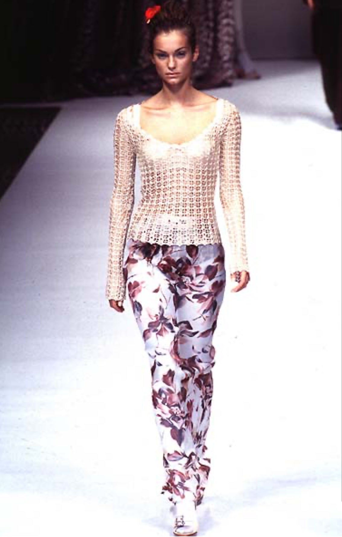 Rare Dolce & Gabbana SS 1997 Runway floral silk print long skirt