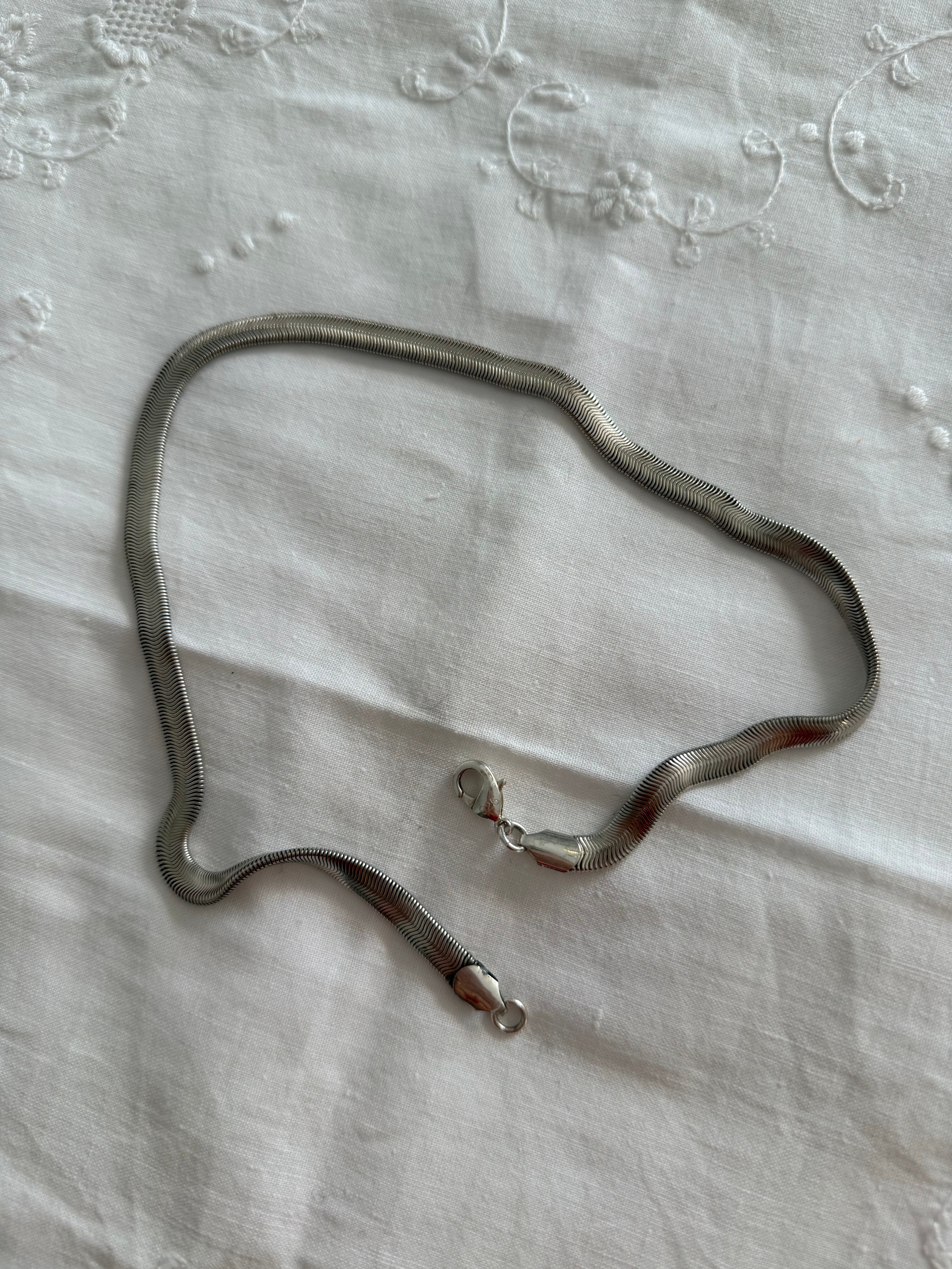Vintage 90s herringbone necklace 925 silver