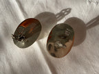 Large oval earrings 925 silver corrugated clip-on Mexico