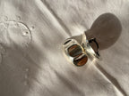 Large oval earrings 925 silver corrugated clip-on Mexico