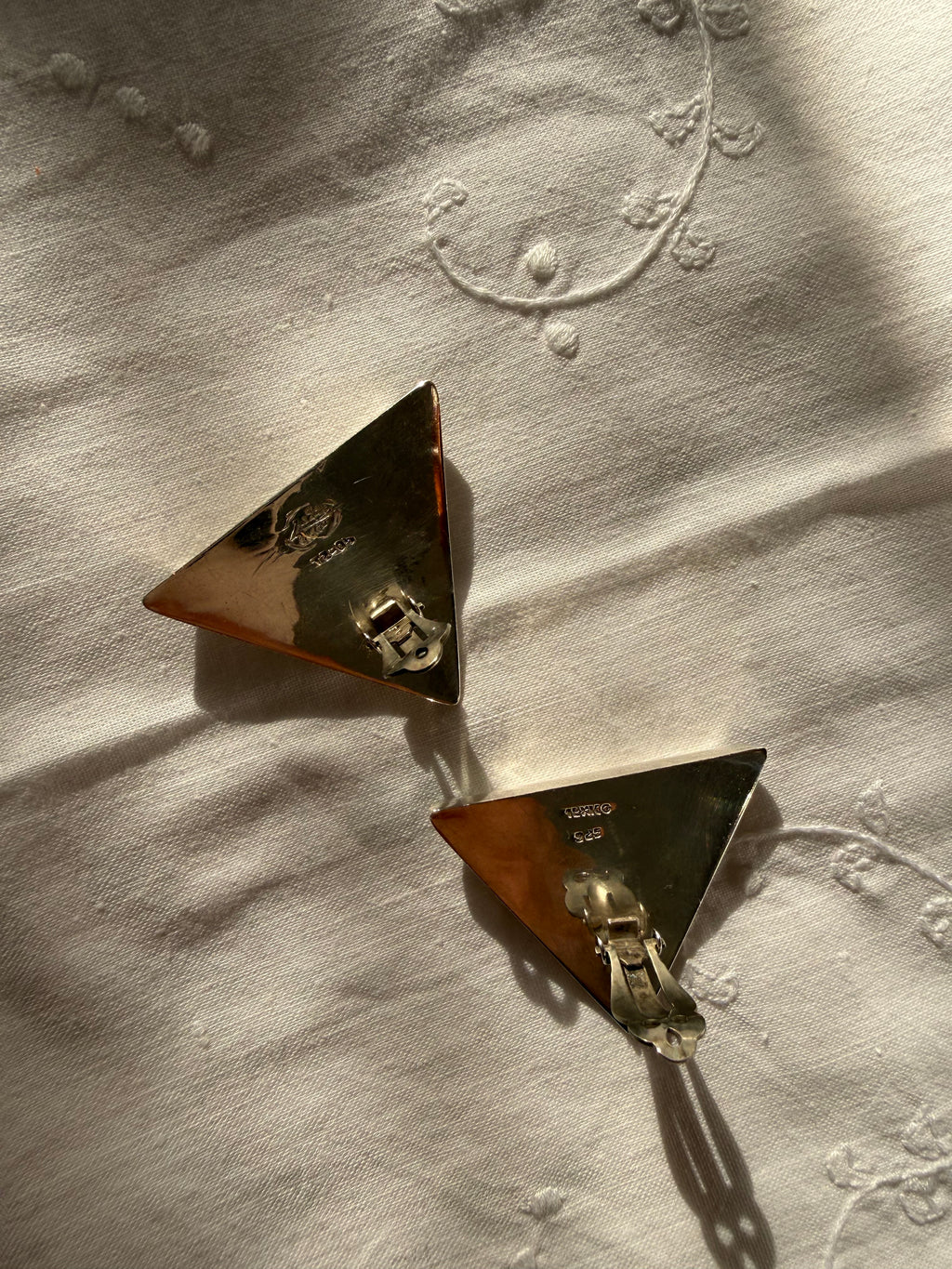 Earrings Mexico silver 925 clip triangle shape