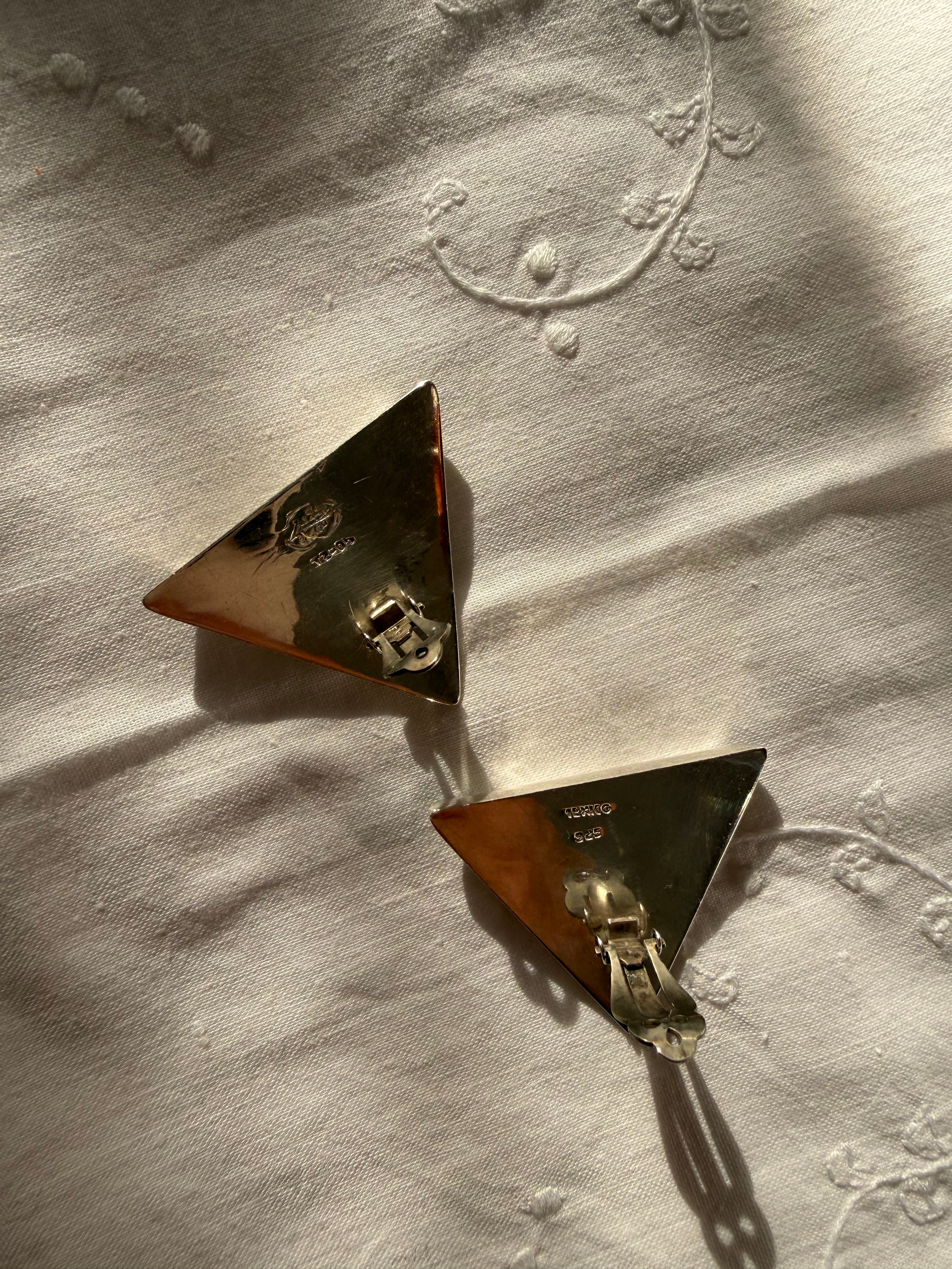 Earrings Mexico silver 925 clip triangle shape