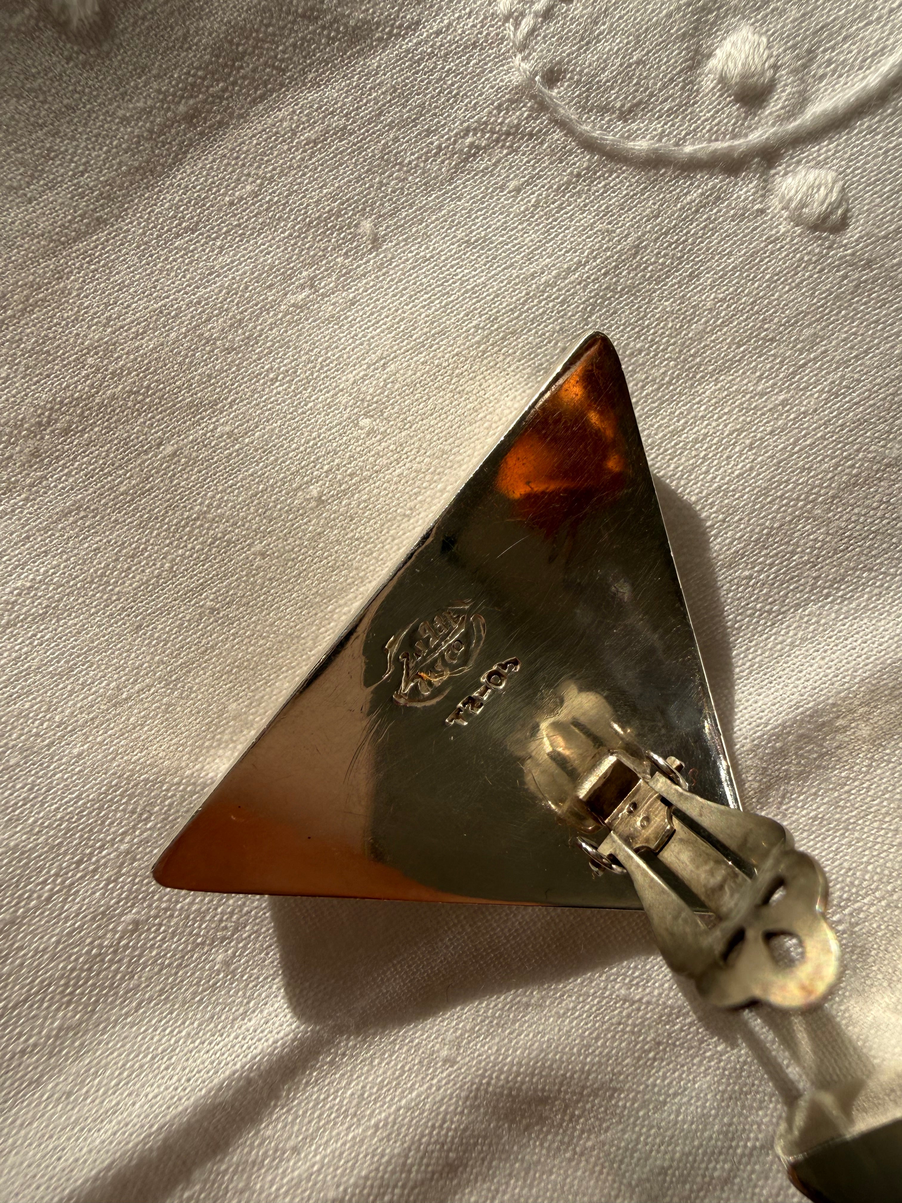 Earrings Mexico silver 925 clip triangle shape