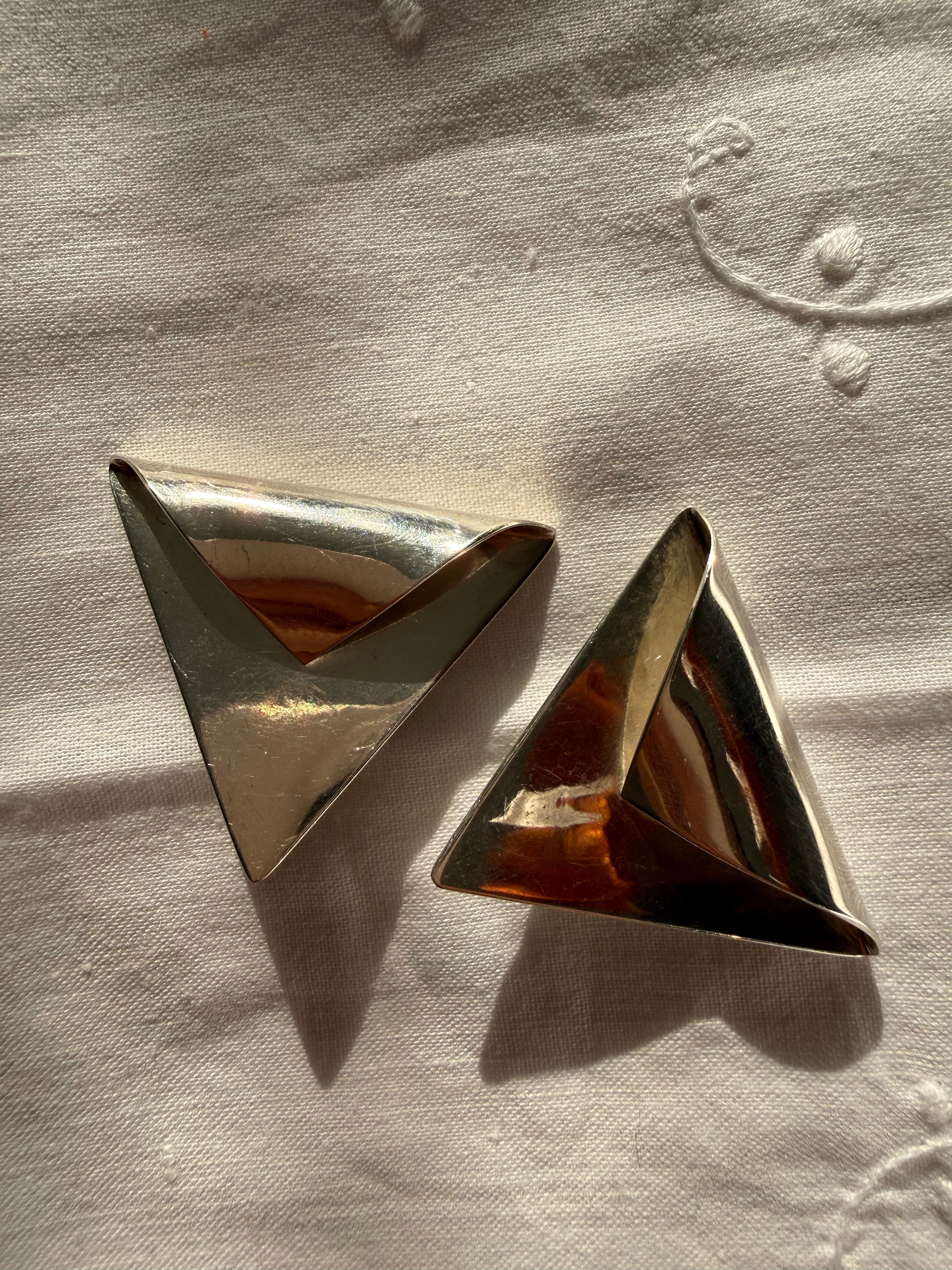 Earrings Mexico silver 925 clip triangle shape