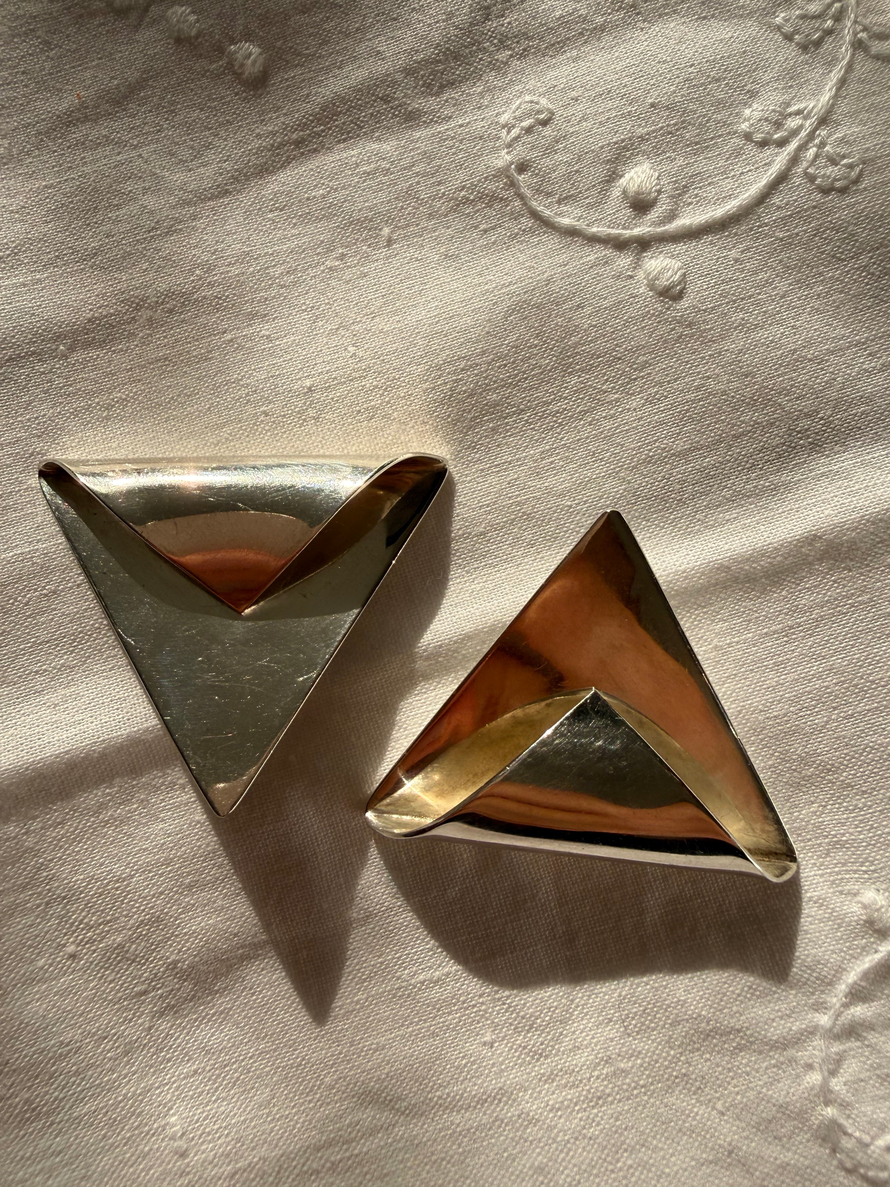 Earrings Mexico silver 925 clip triangle shape