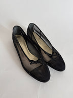 Black classic ballerinas transparent mesh