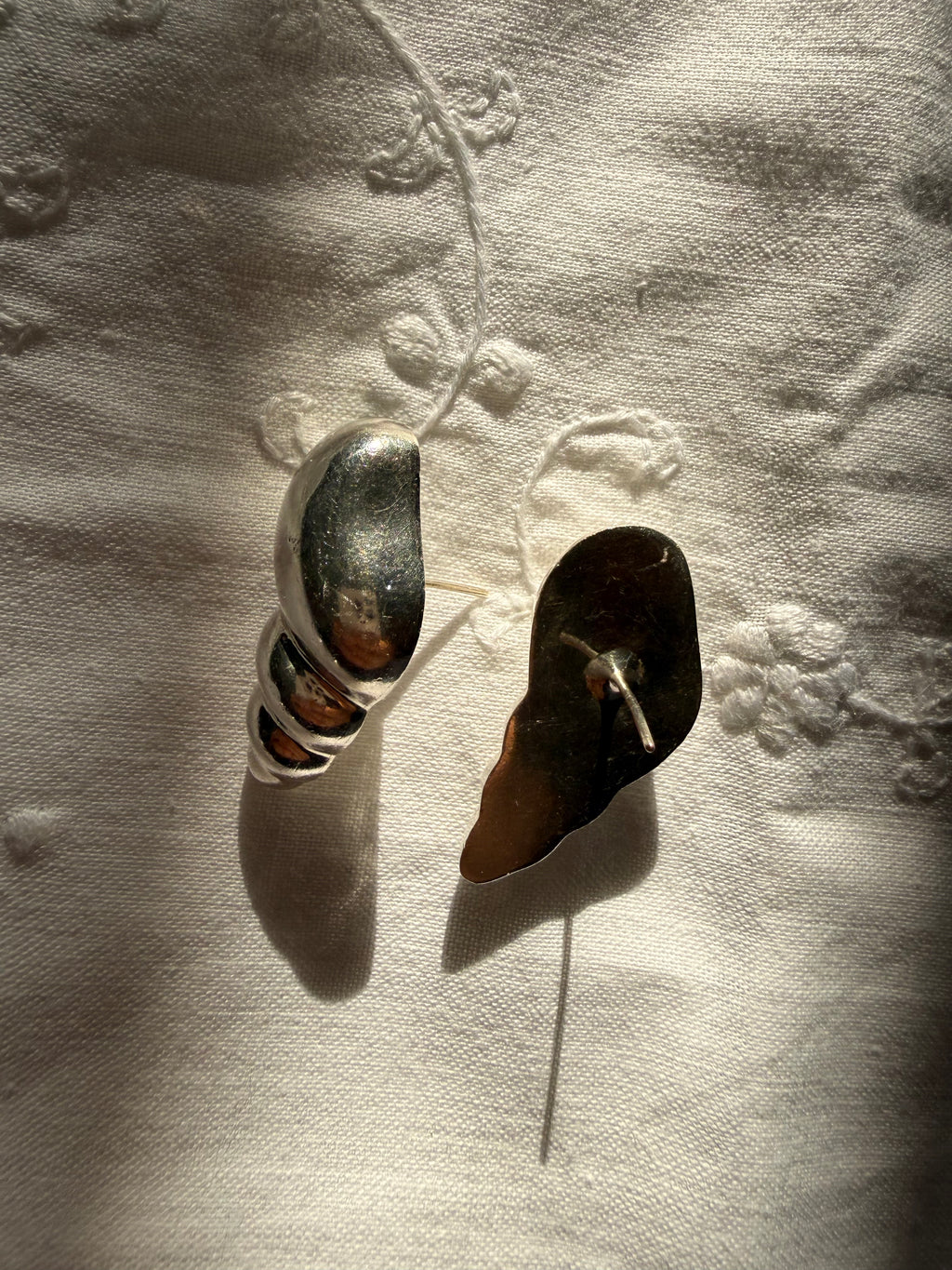 925 silver earrings Mexico vintage shell shape