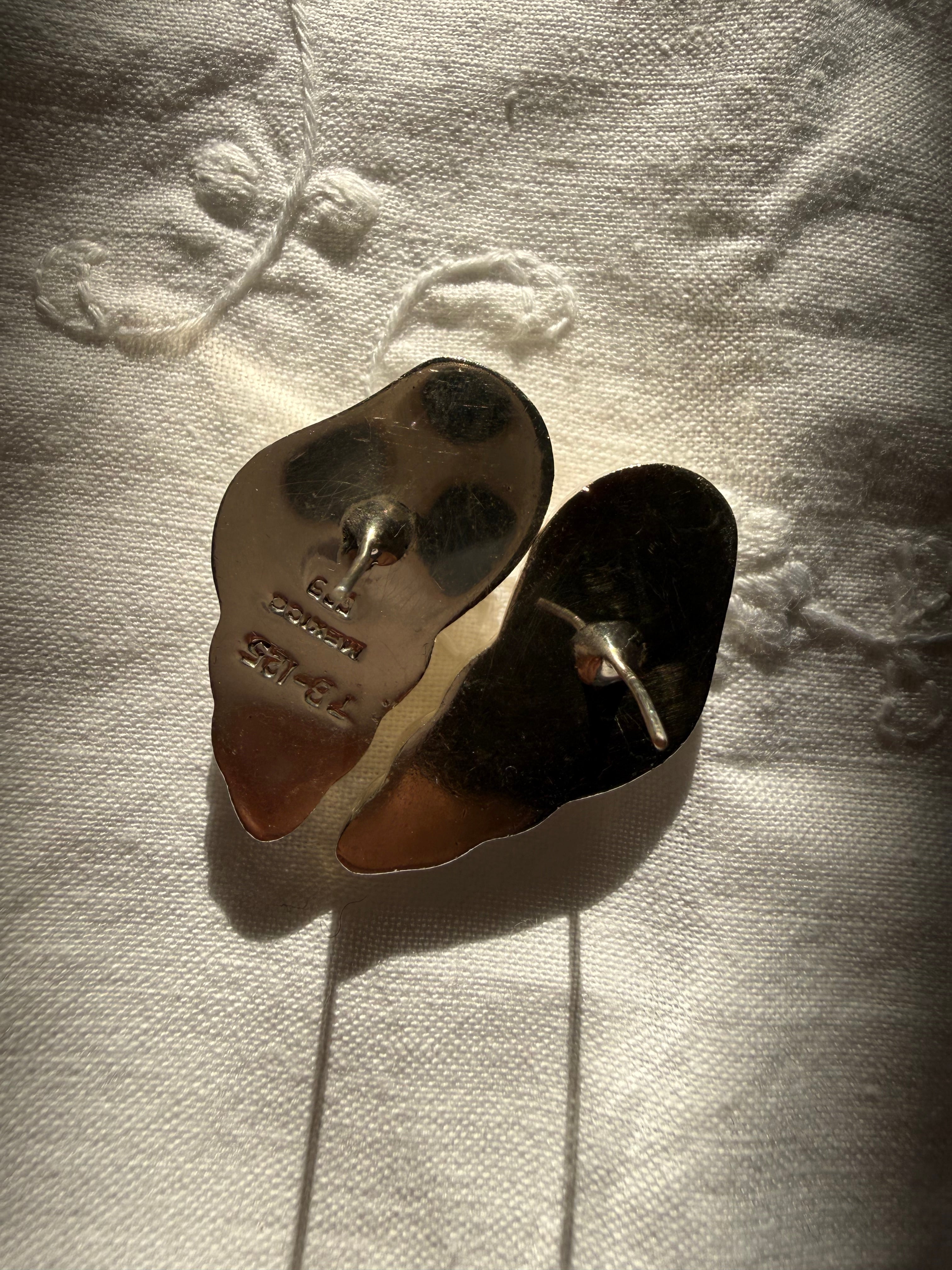 925 silver earrings Mexico vintage shell shape