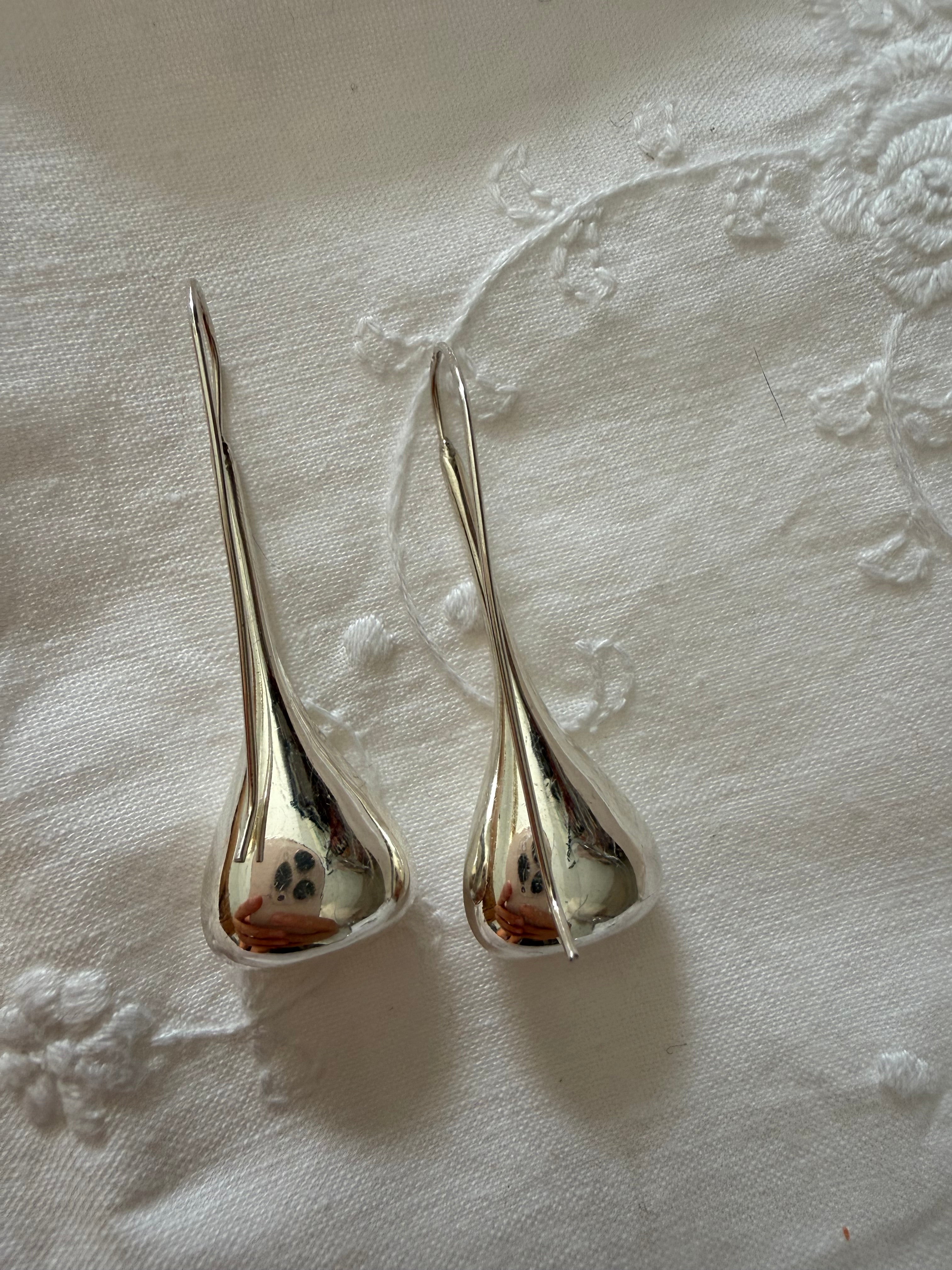 Vintage 90s silver 925 drop teardrop earrings