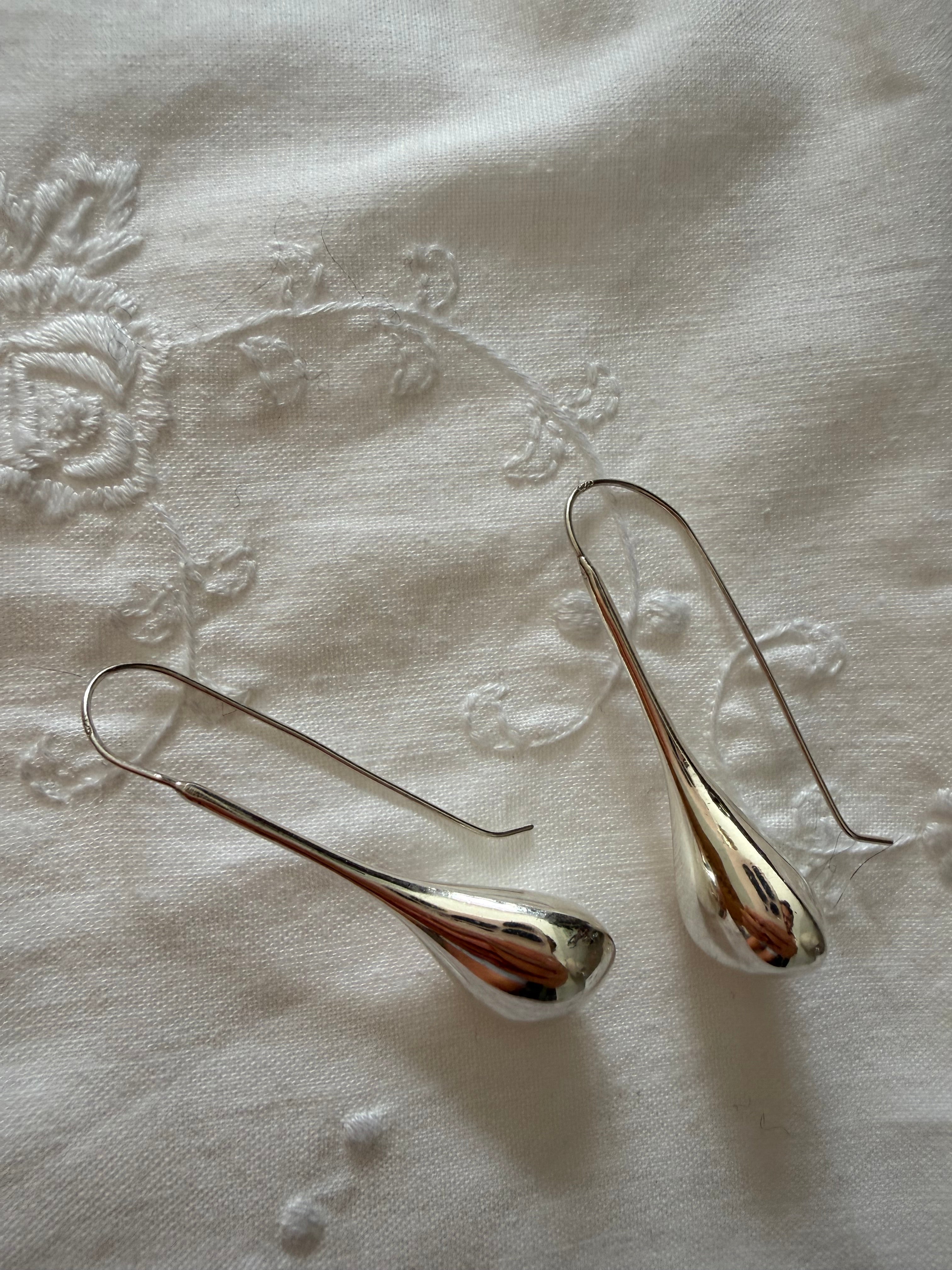 Vintage 90s silver 925 drop teardrop earrings