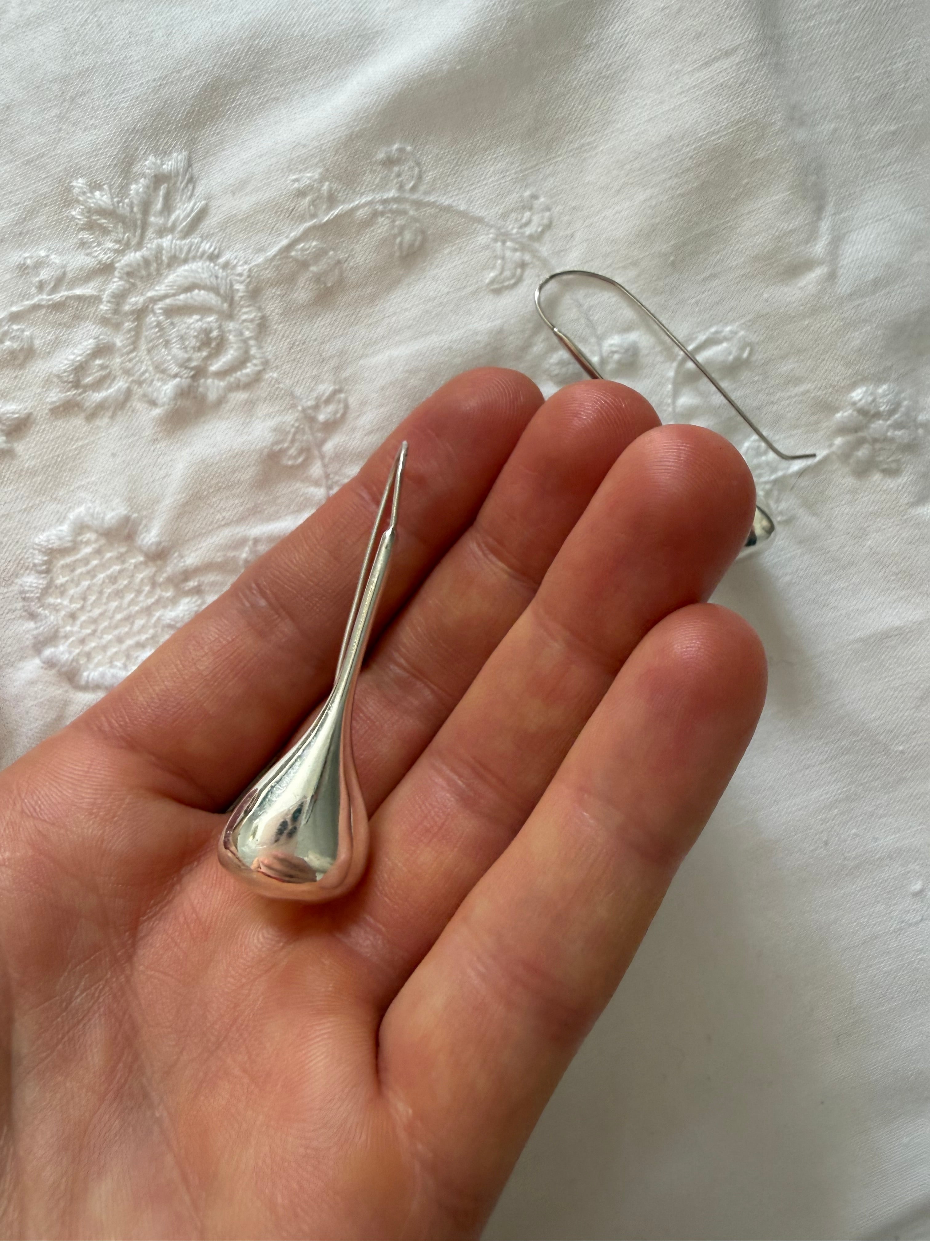 Vintage 90s silver 925 drop teardrop earrings