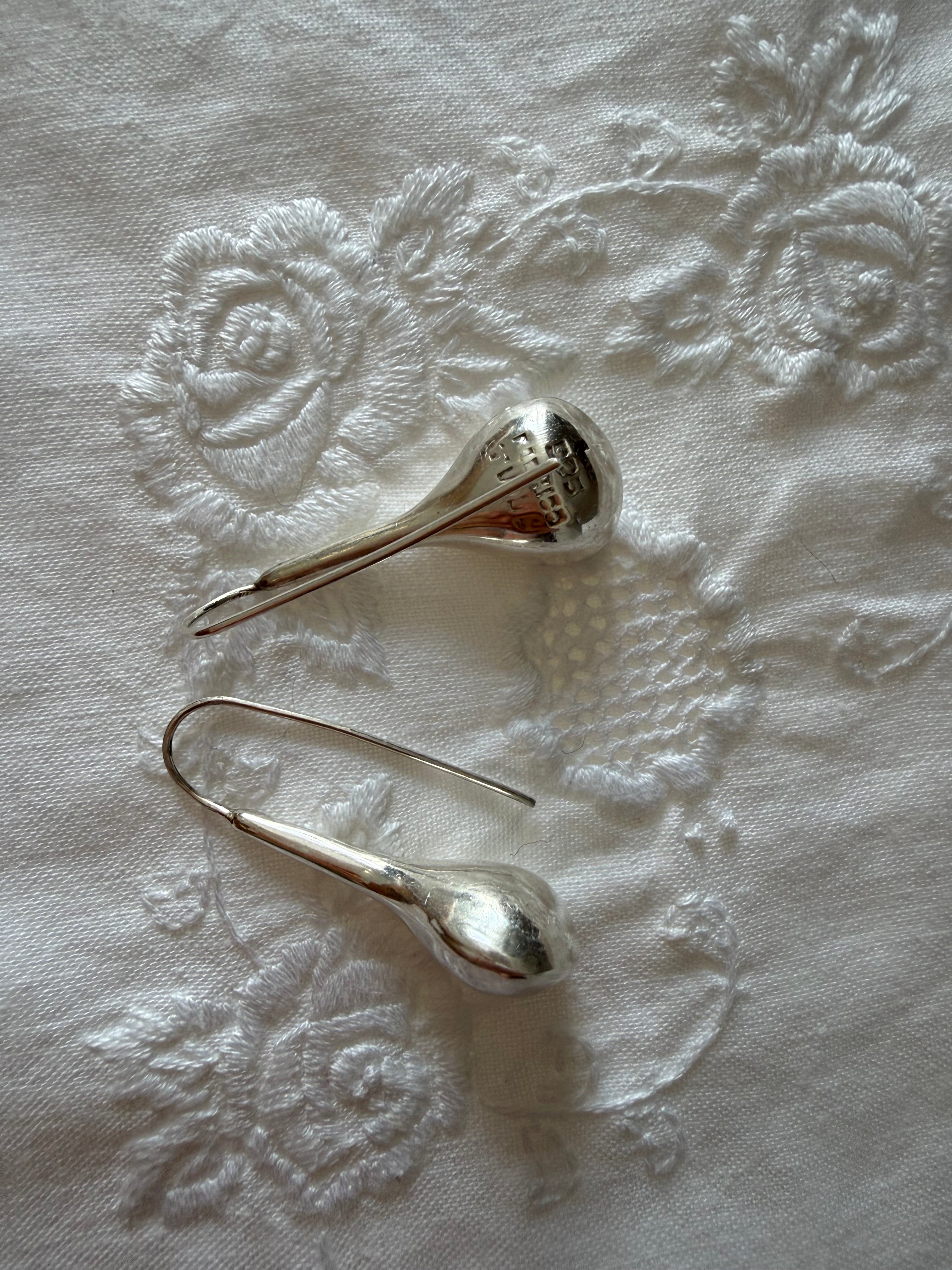 925 silver 70s 80s drop earrings teardrop pendants vintage Mexico