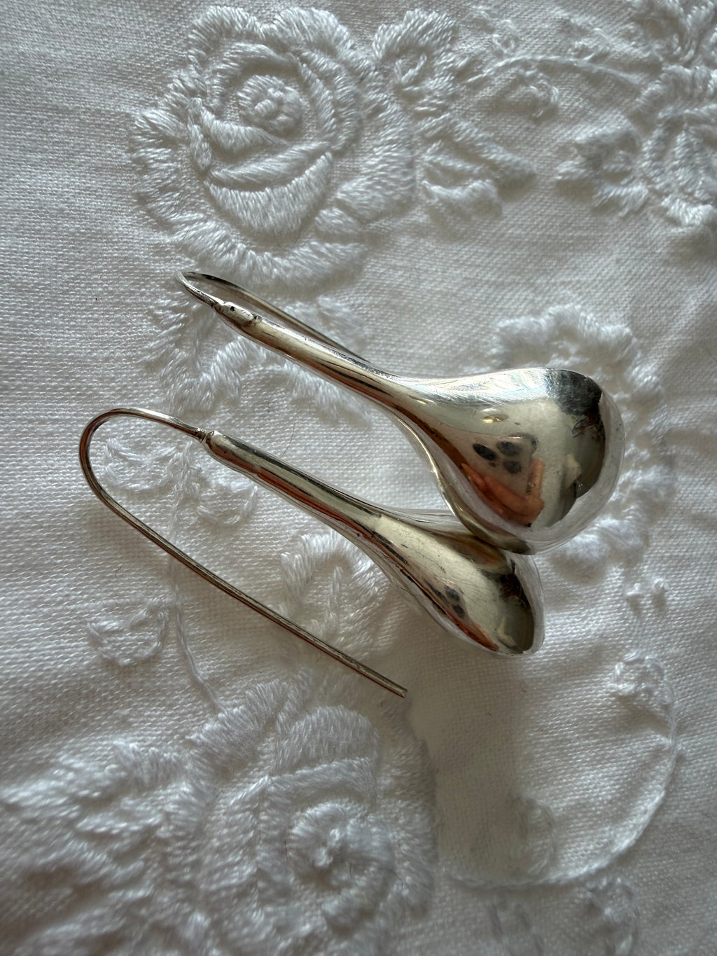 925 silver 70s 80s drop earrings teardrop pendants vintage Mexico