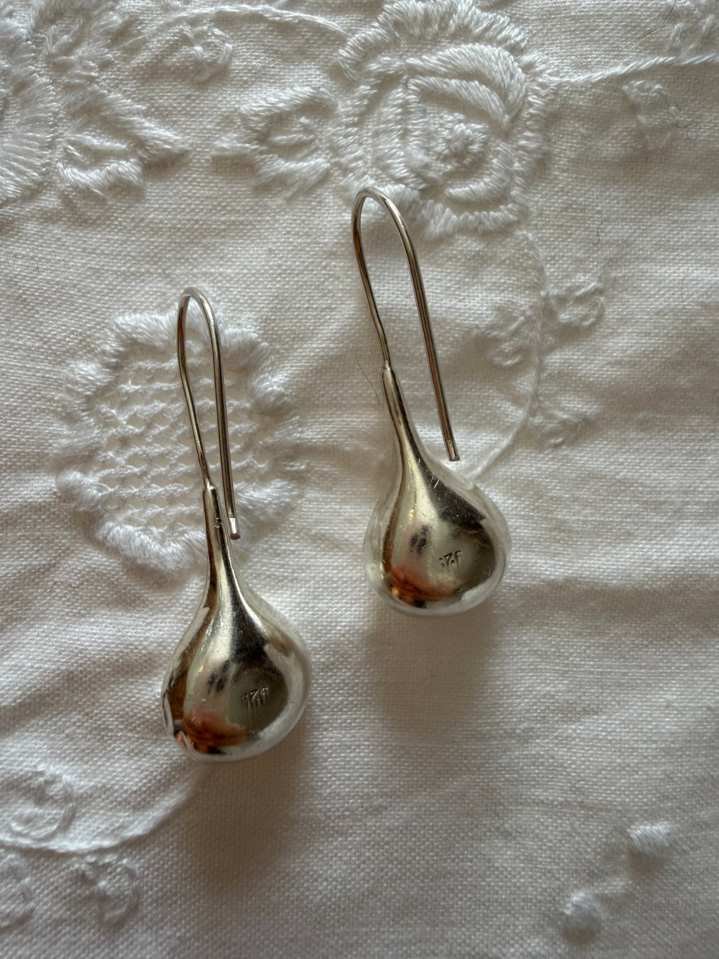 925 silver earrings drops teardrop pendants 90s vintage