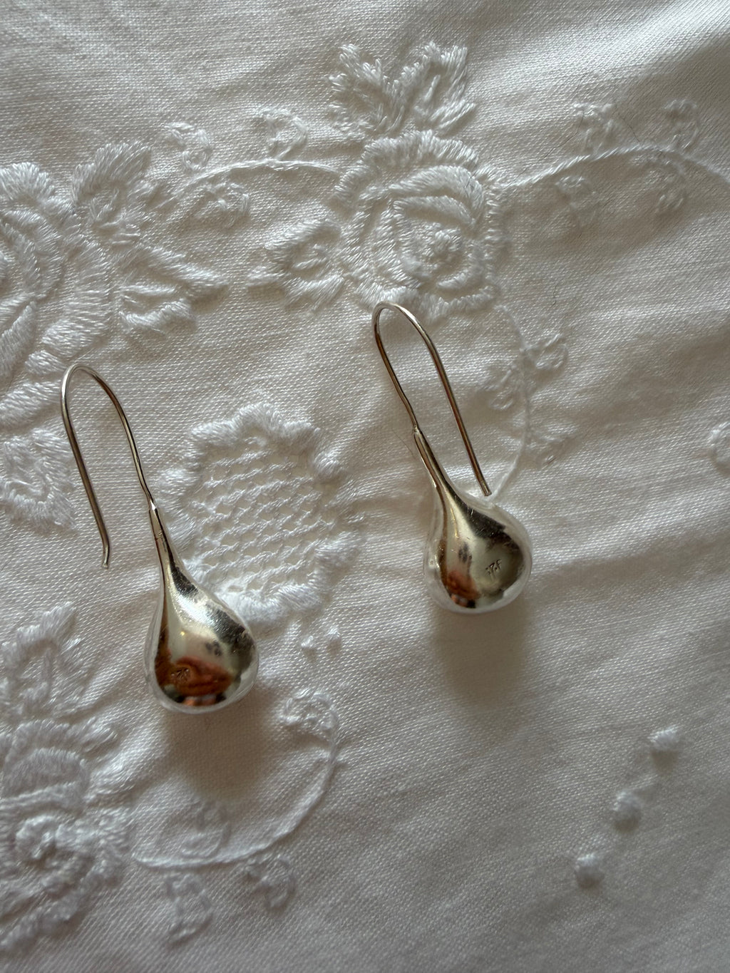 925 silver earrings drops teardrop pendants 90s vintage