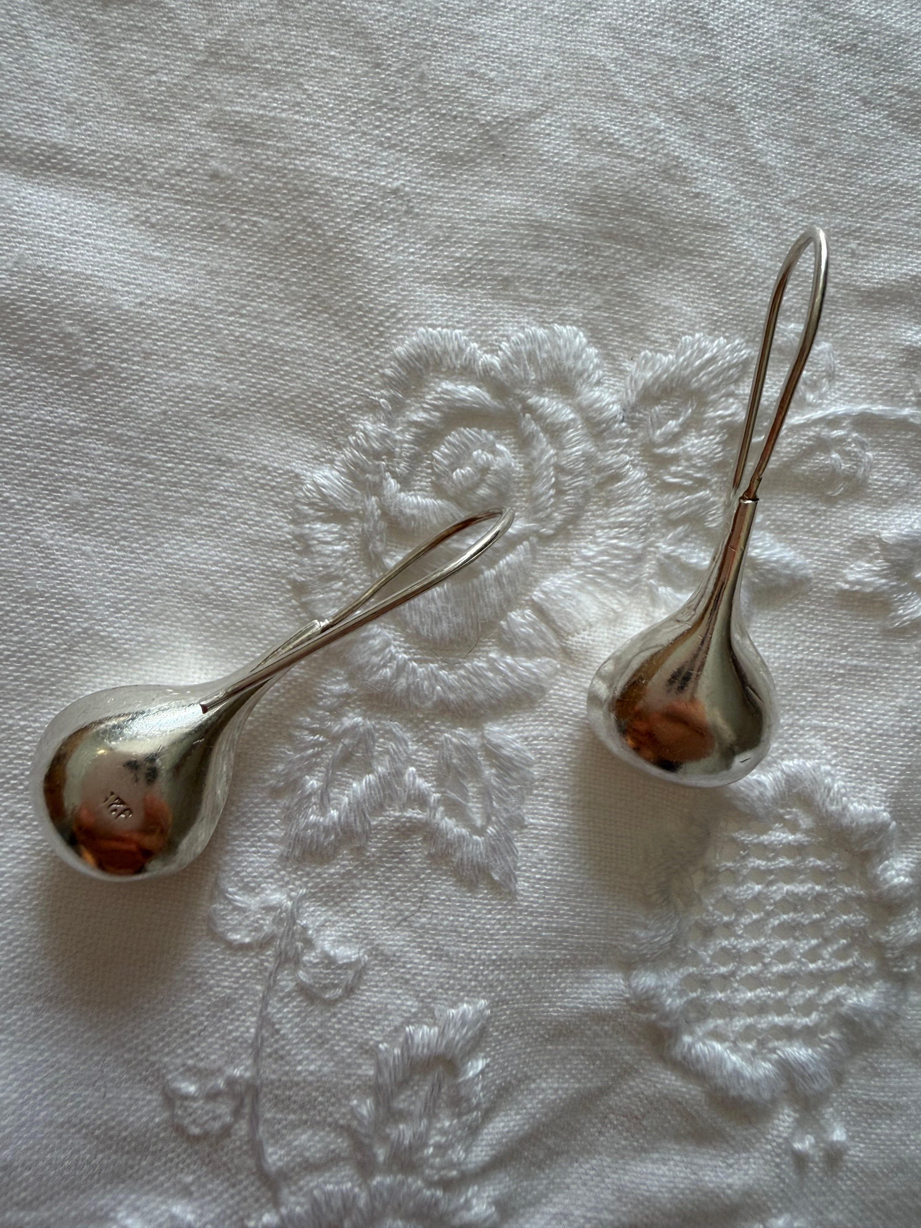 925 silver earrings drops teardrop pendants 90s vintage